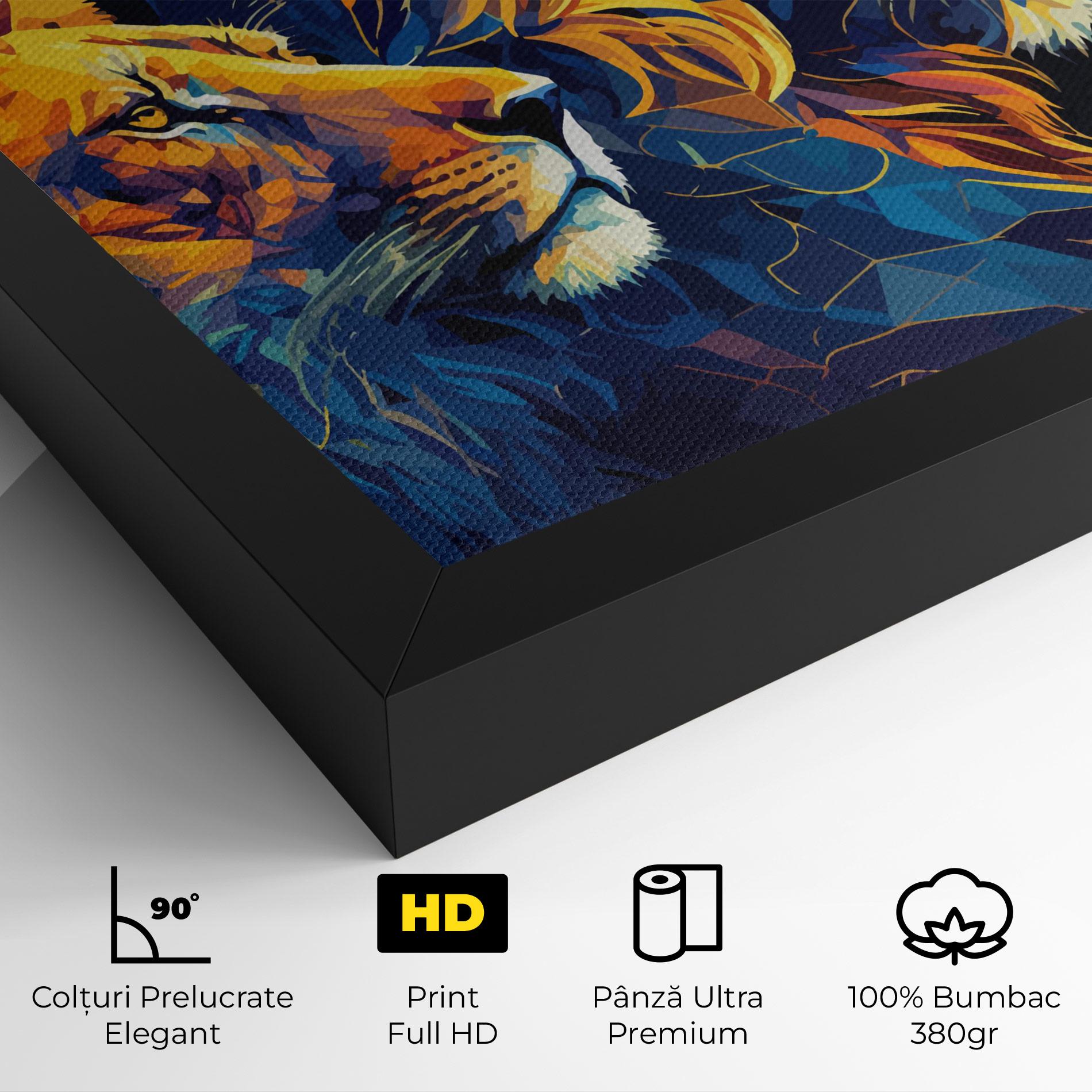 Tablou Canvas Orange Blue Lion mockup 4