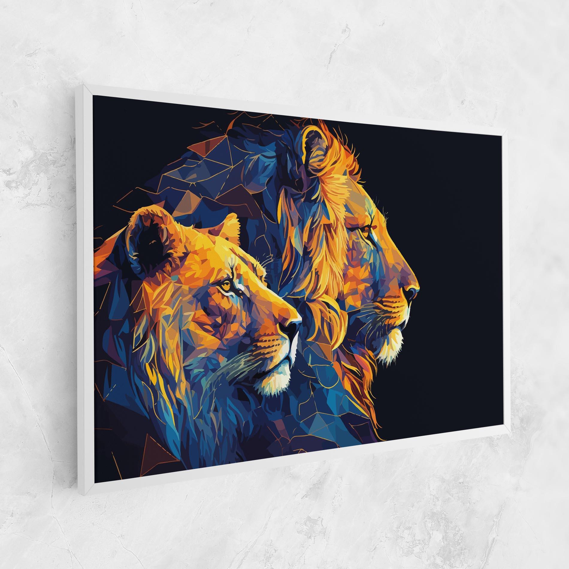 Tablou Canvas Orange Blue Lion mockup 1