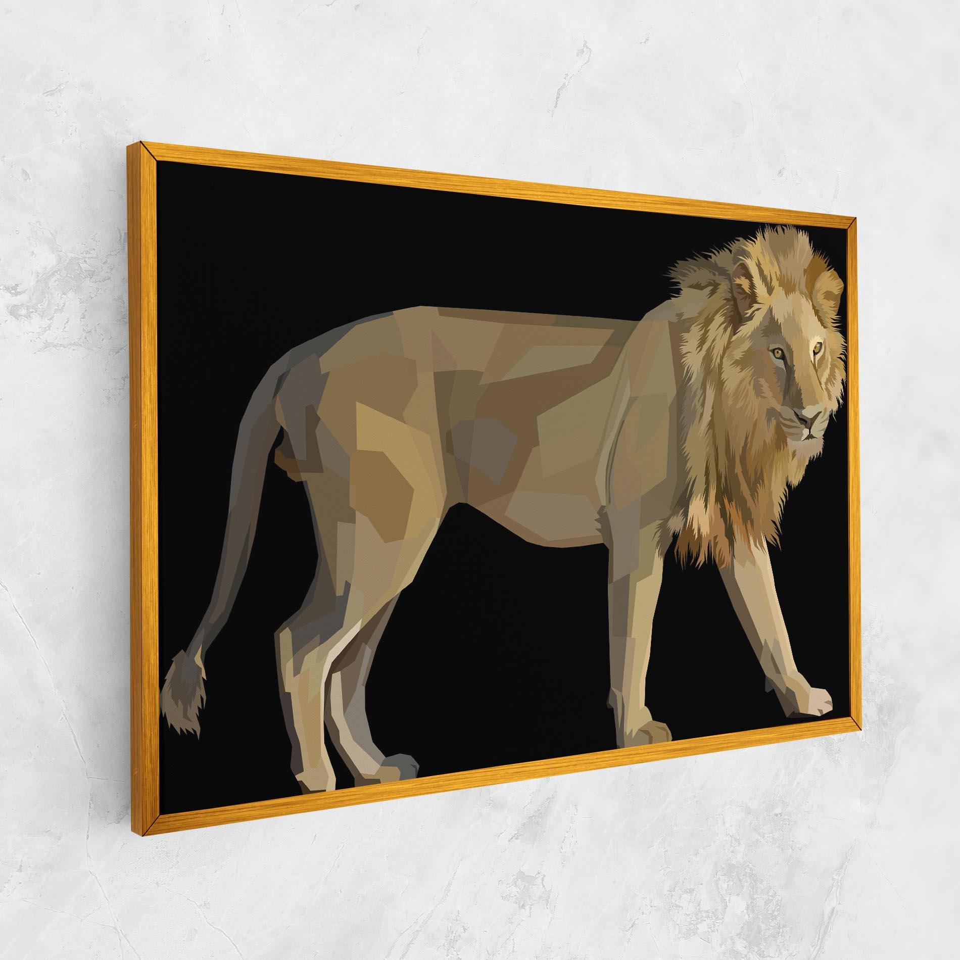 Tablou Canvas Lion Art On Black mockup 1