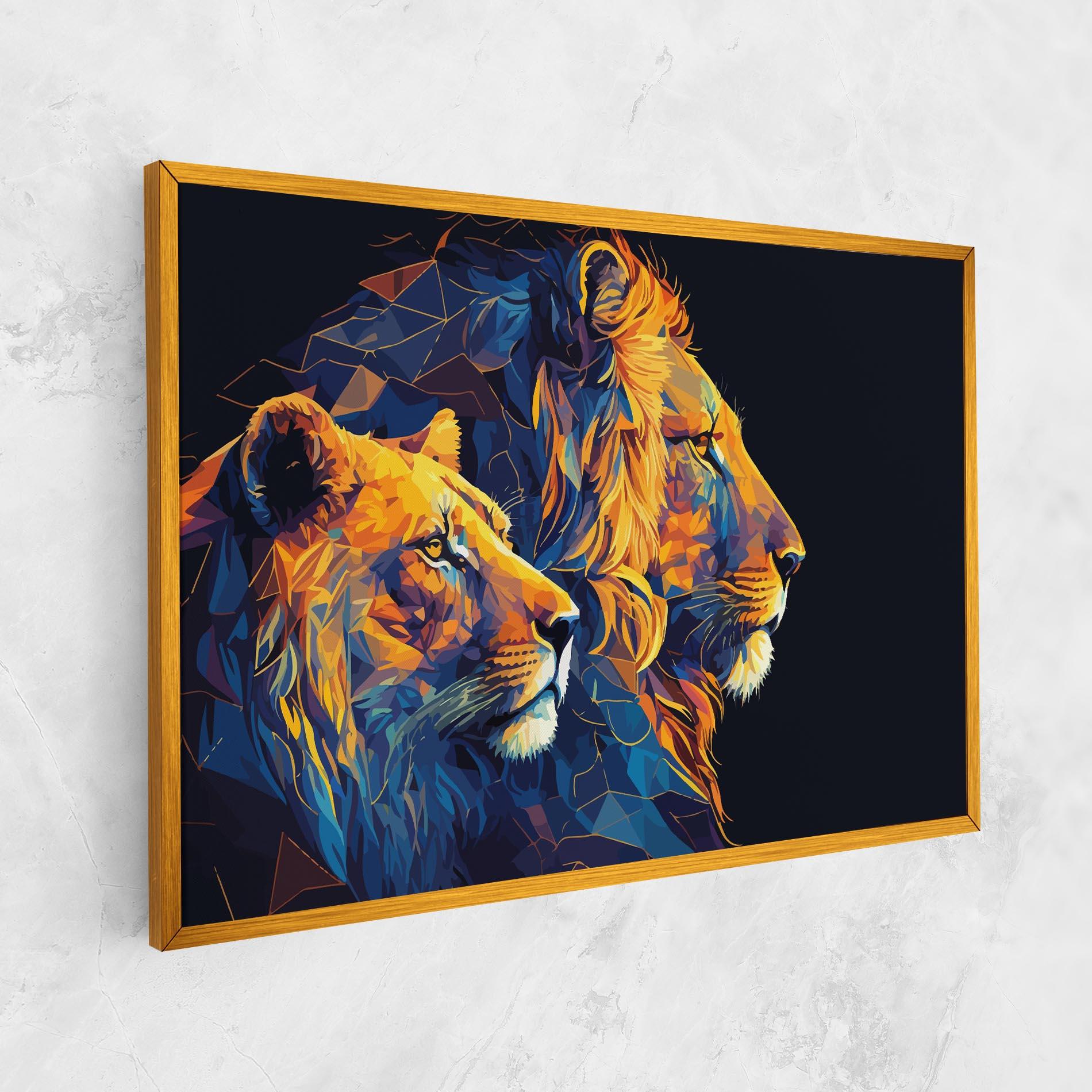 Tablou Canvas Orange Blue Lion mockup 1