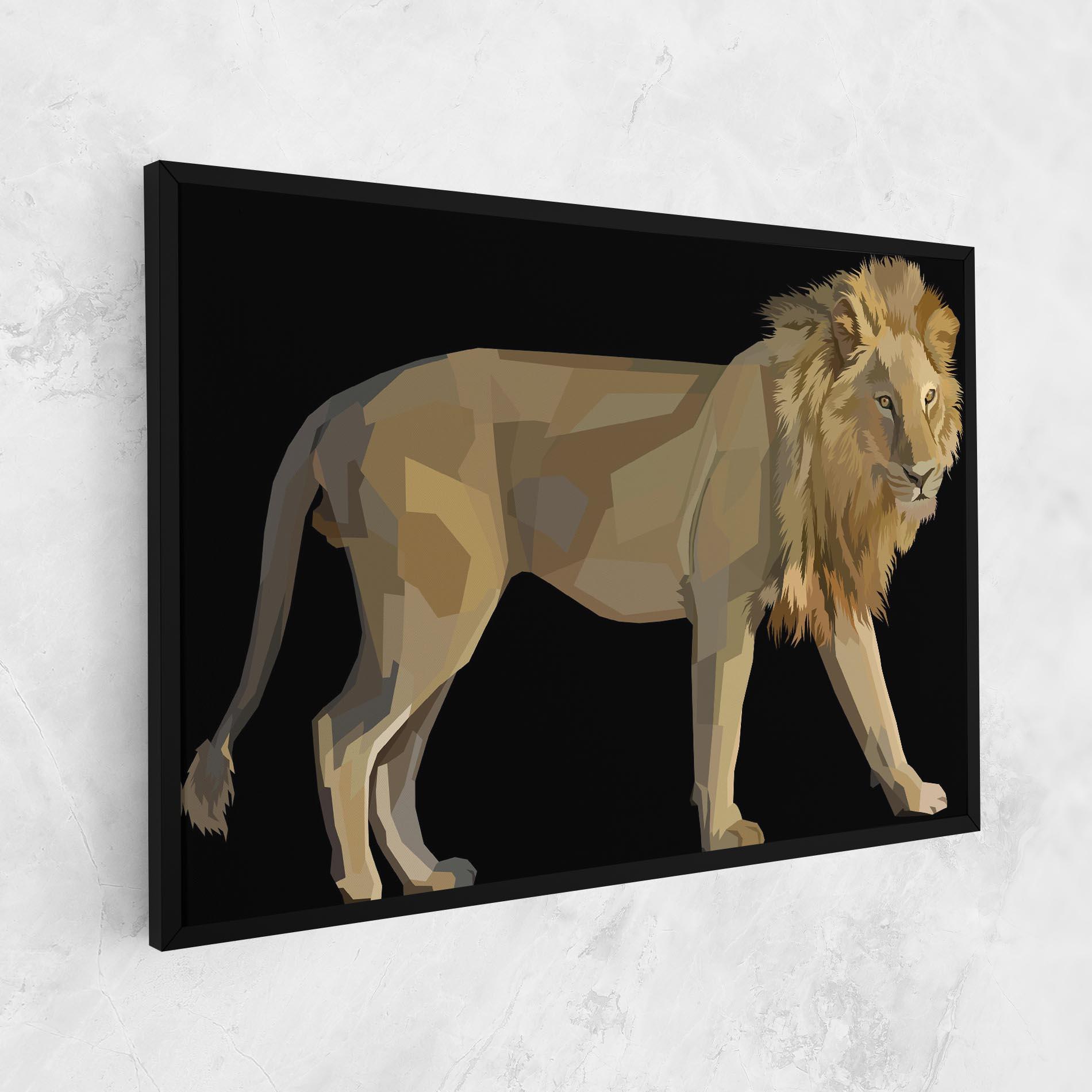 Tablou Canvas Lion Art On Black mockup 1