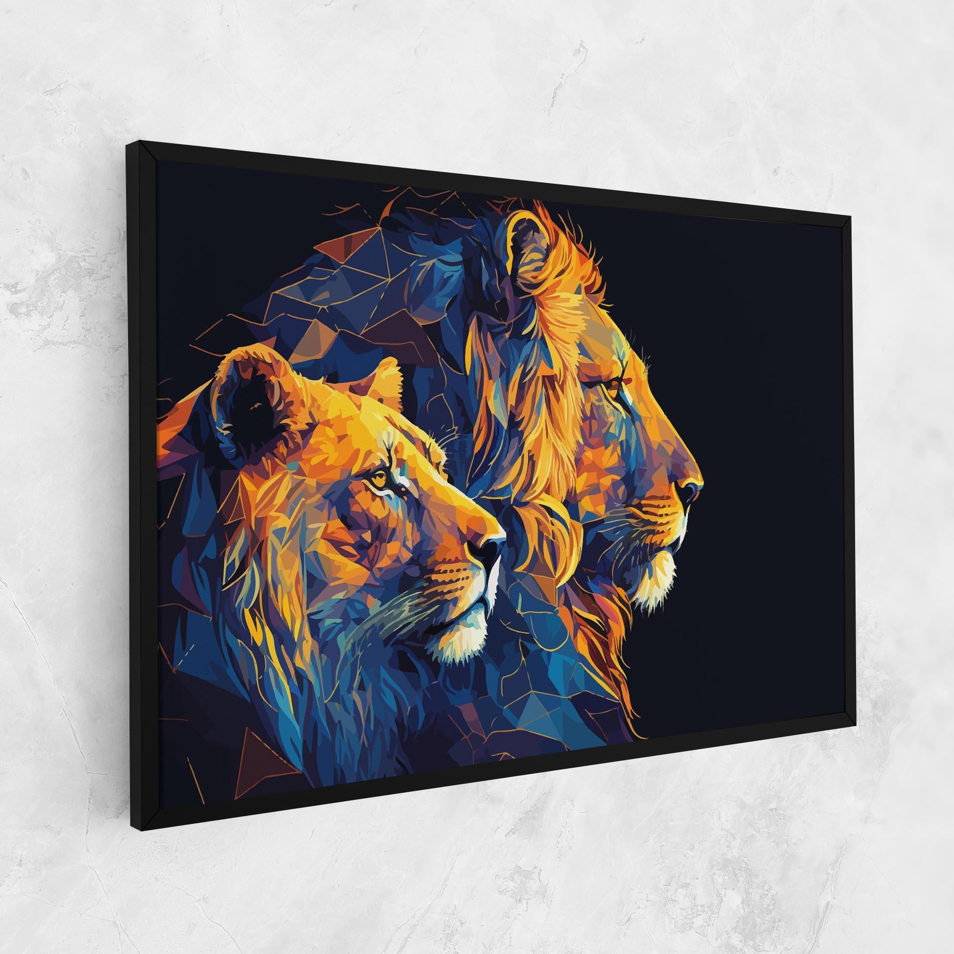 Tablou Canvas Orange Blue Lion mockup 1