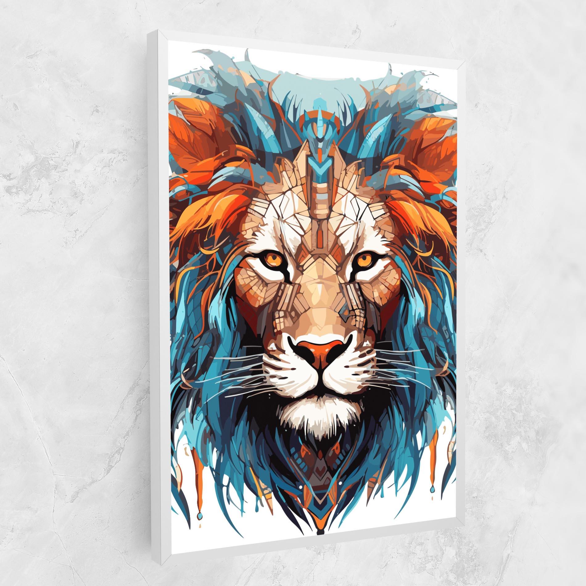 Tablou Canvas Blue Orange Lion mockup 1
