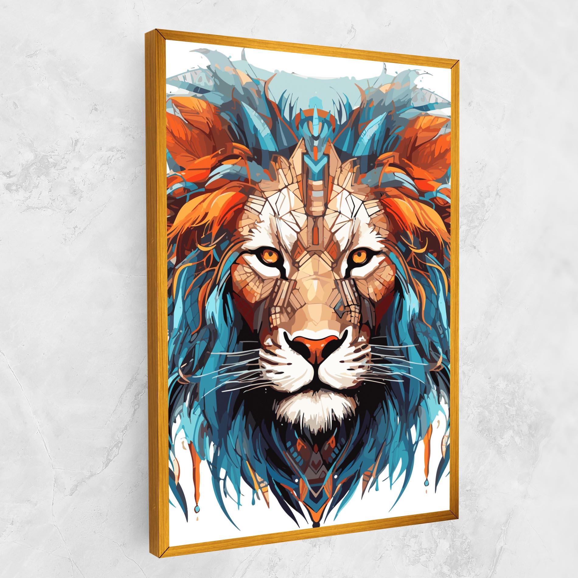 Tablou Canvas Blue Orange Lion mockup 1