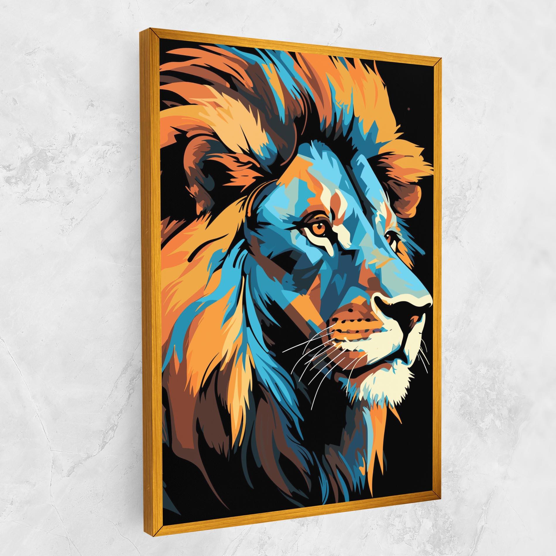 Tablou Canvas Blue Yellow Lion mockup 1