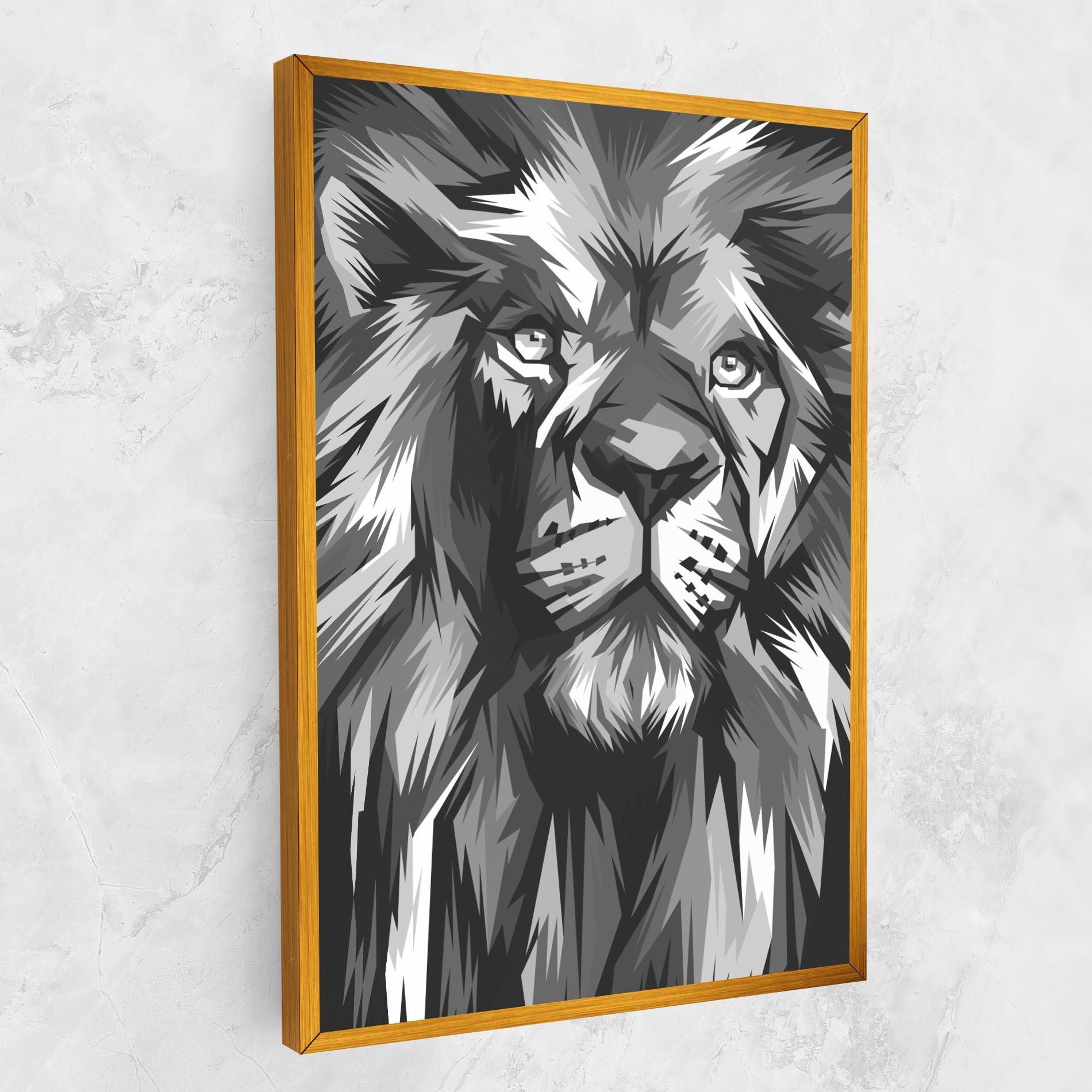 Tablou Canvas Grey Head Lion mockup 1