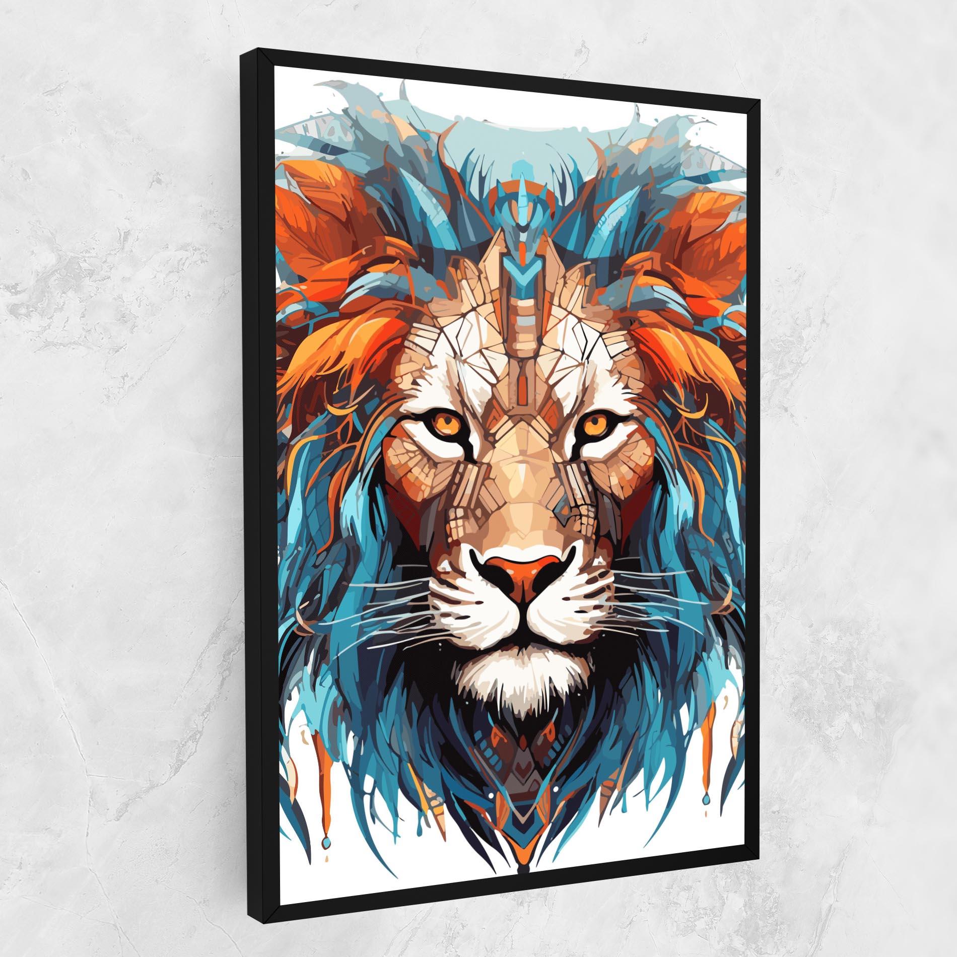 Tablou Canvas Blue Orange Lion mockup 1