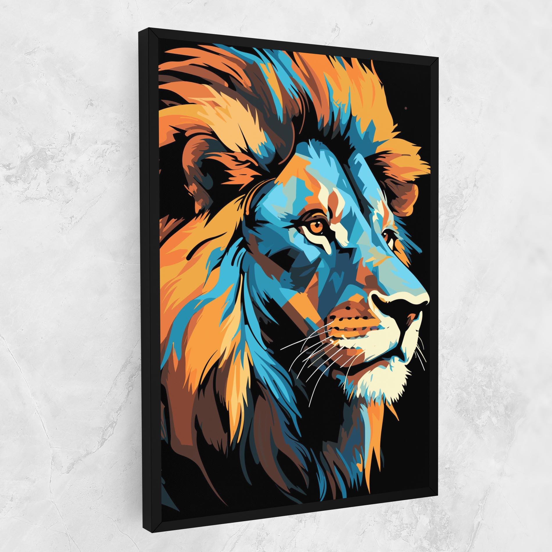Tablou Canvas Blue Yellow Lion mockup 1