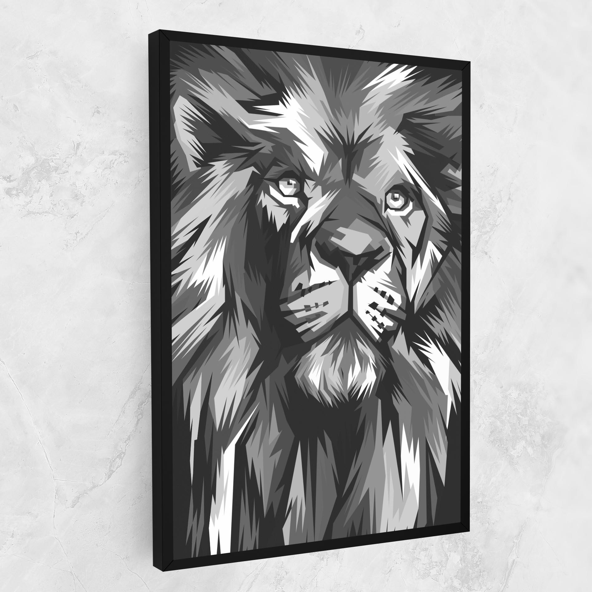 Tablou Canvas Grey Head Lion mockup 1