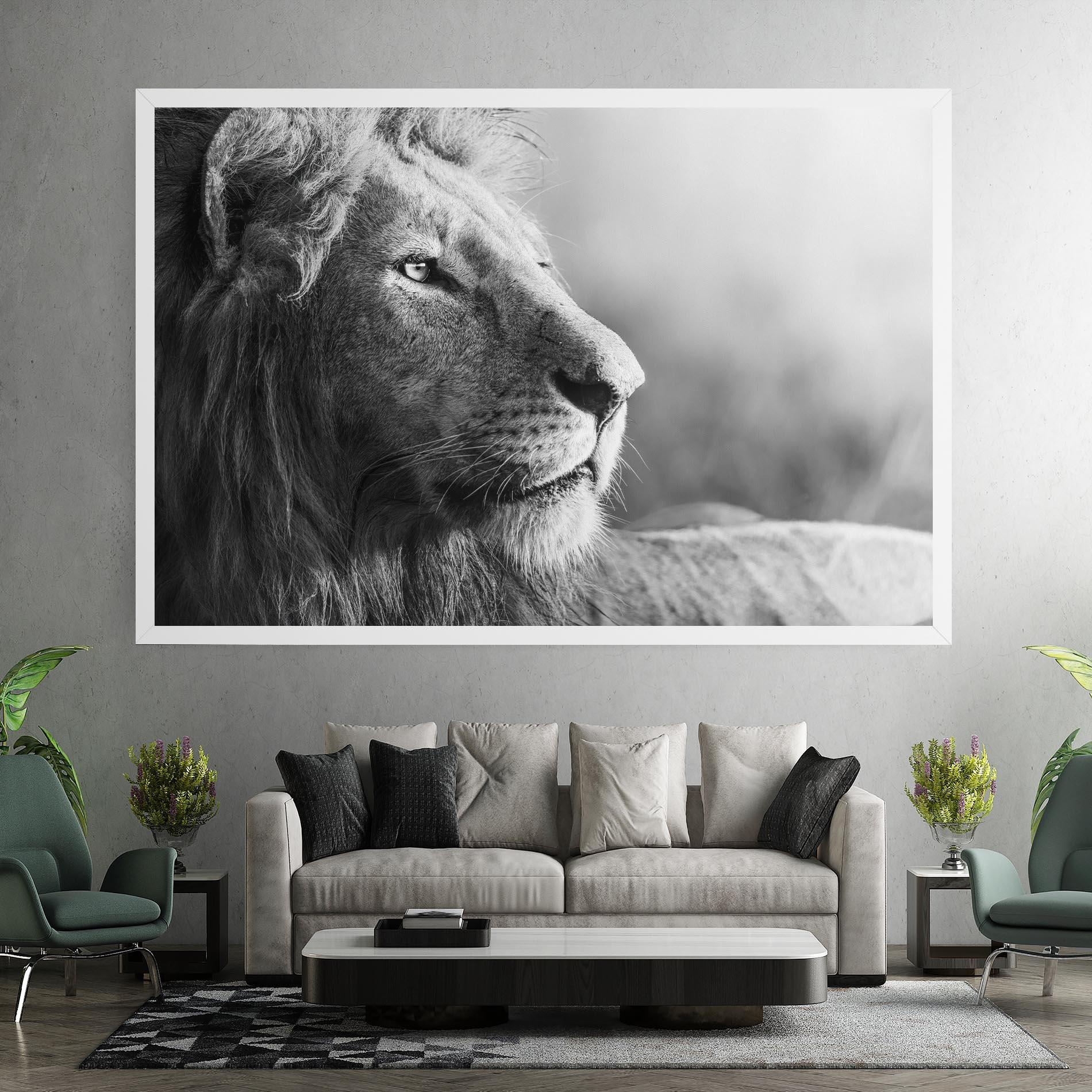 Tablou Canvas Grey Lion Head mockup 7
