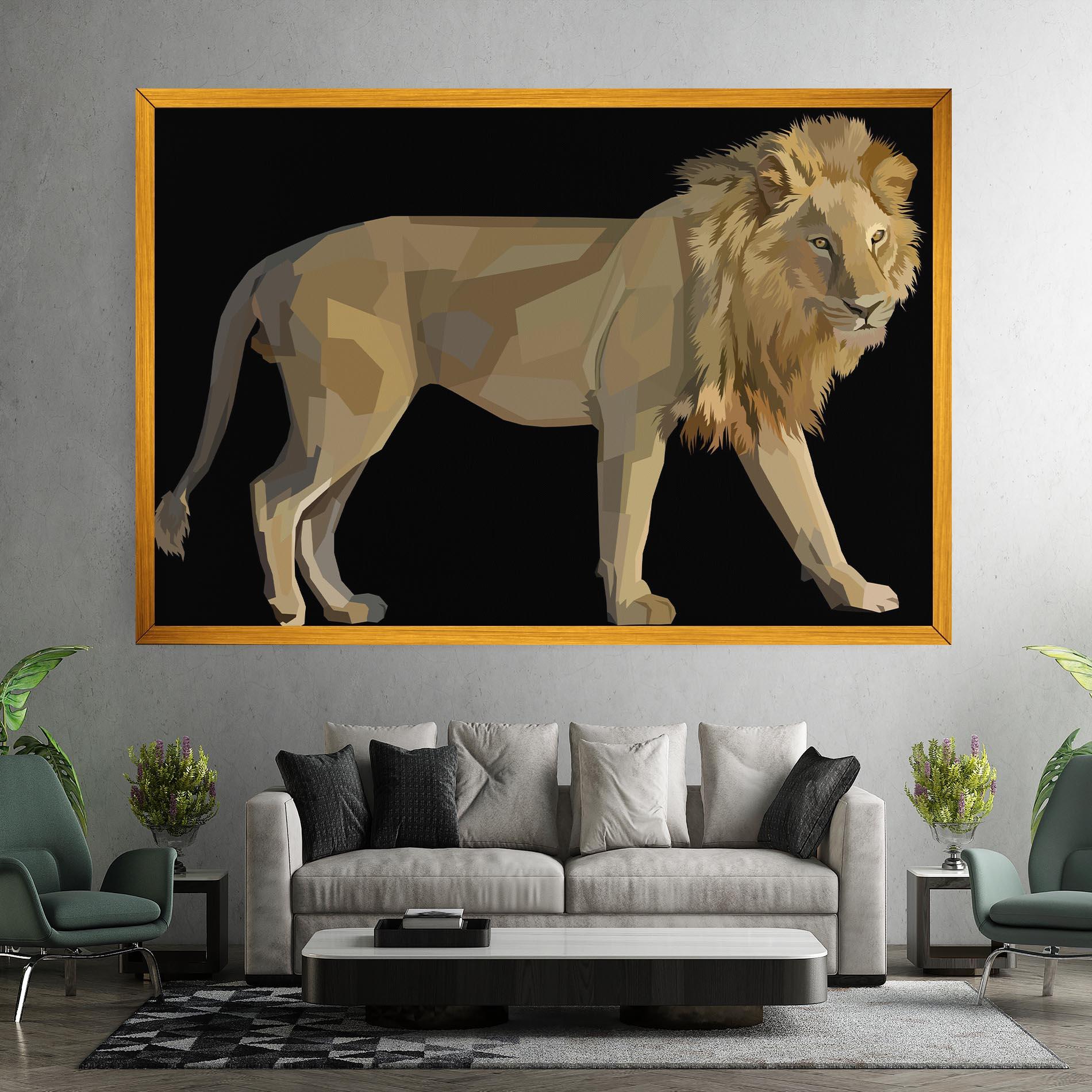 Tablou Canvas Lion Art On Black mockup 7
