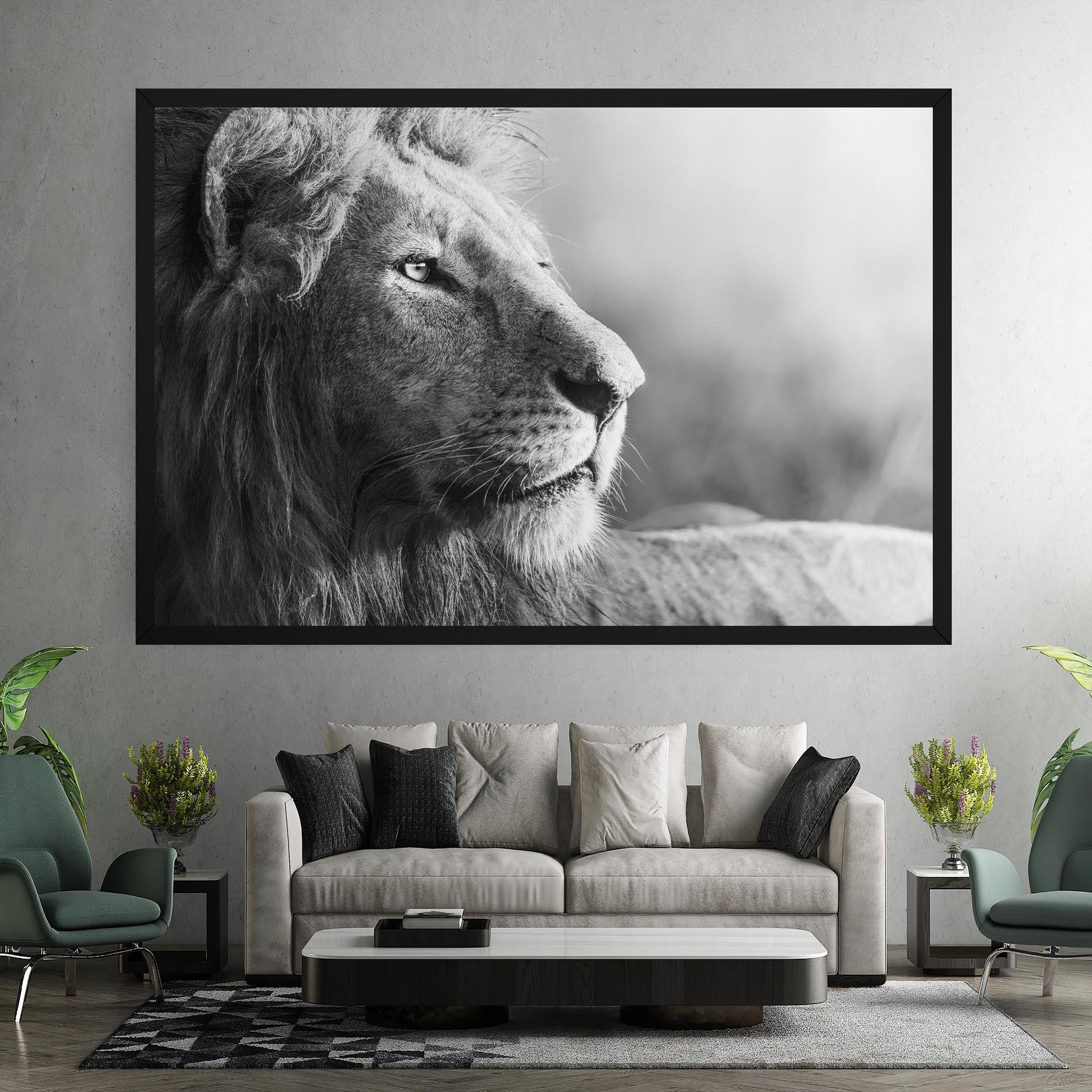 Tablou Canvas Grey Lion Head mockup 7