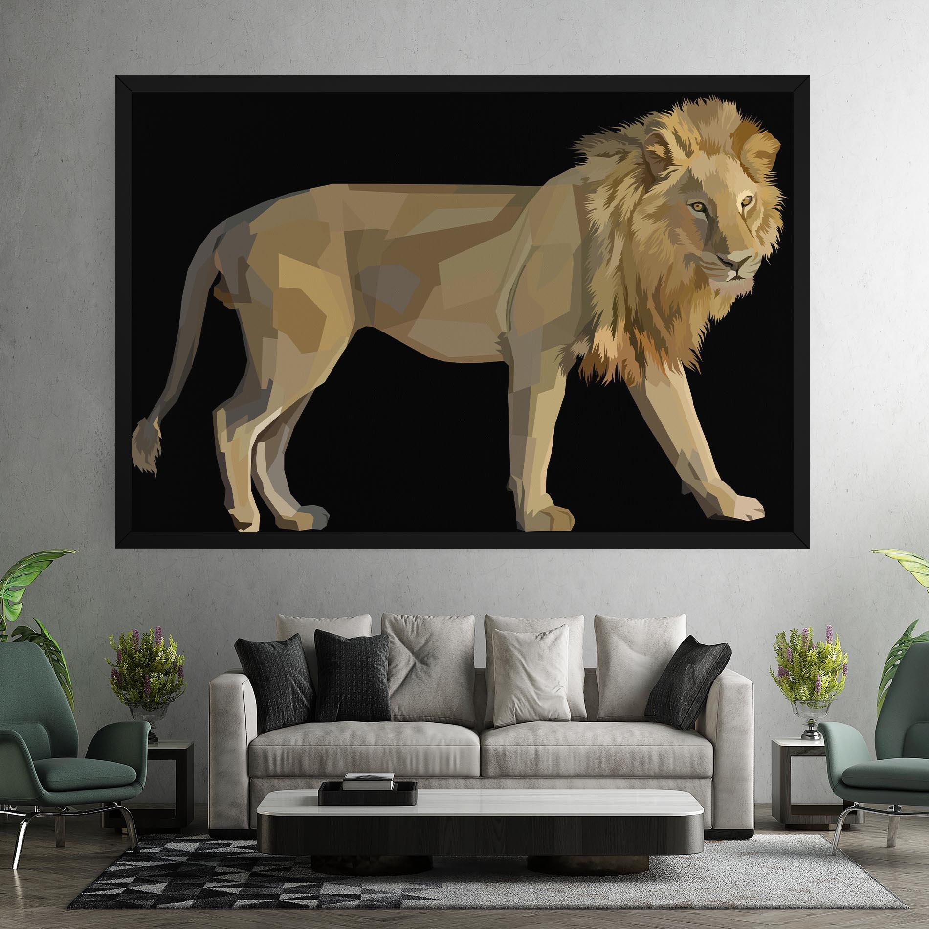 Tablou Canvas Lion Art On Black mockup 7