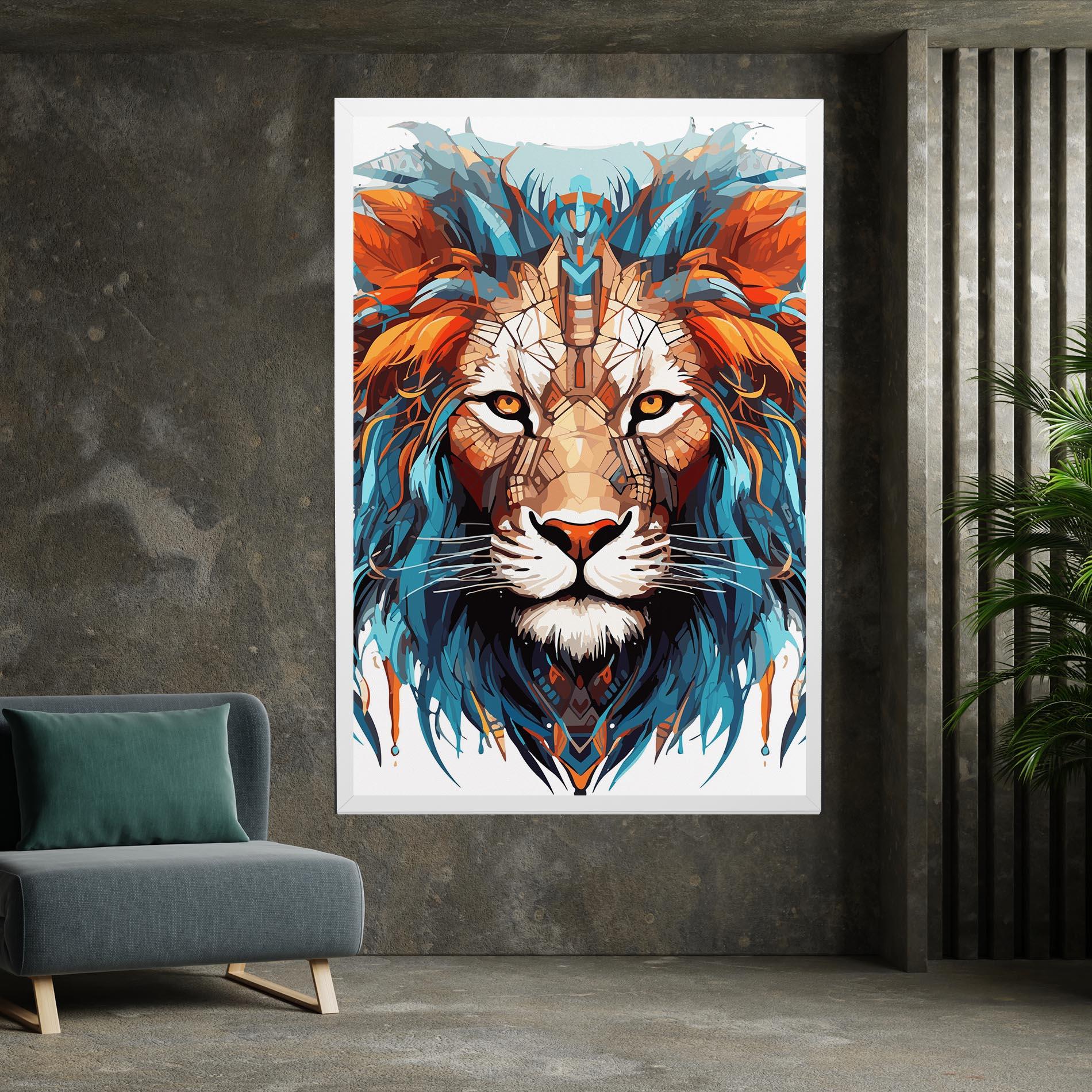 Tablou Canvas Blue Orange Lion mockup 7