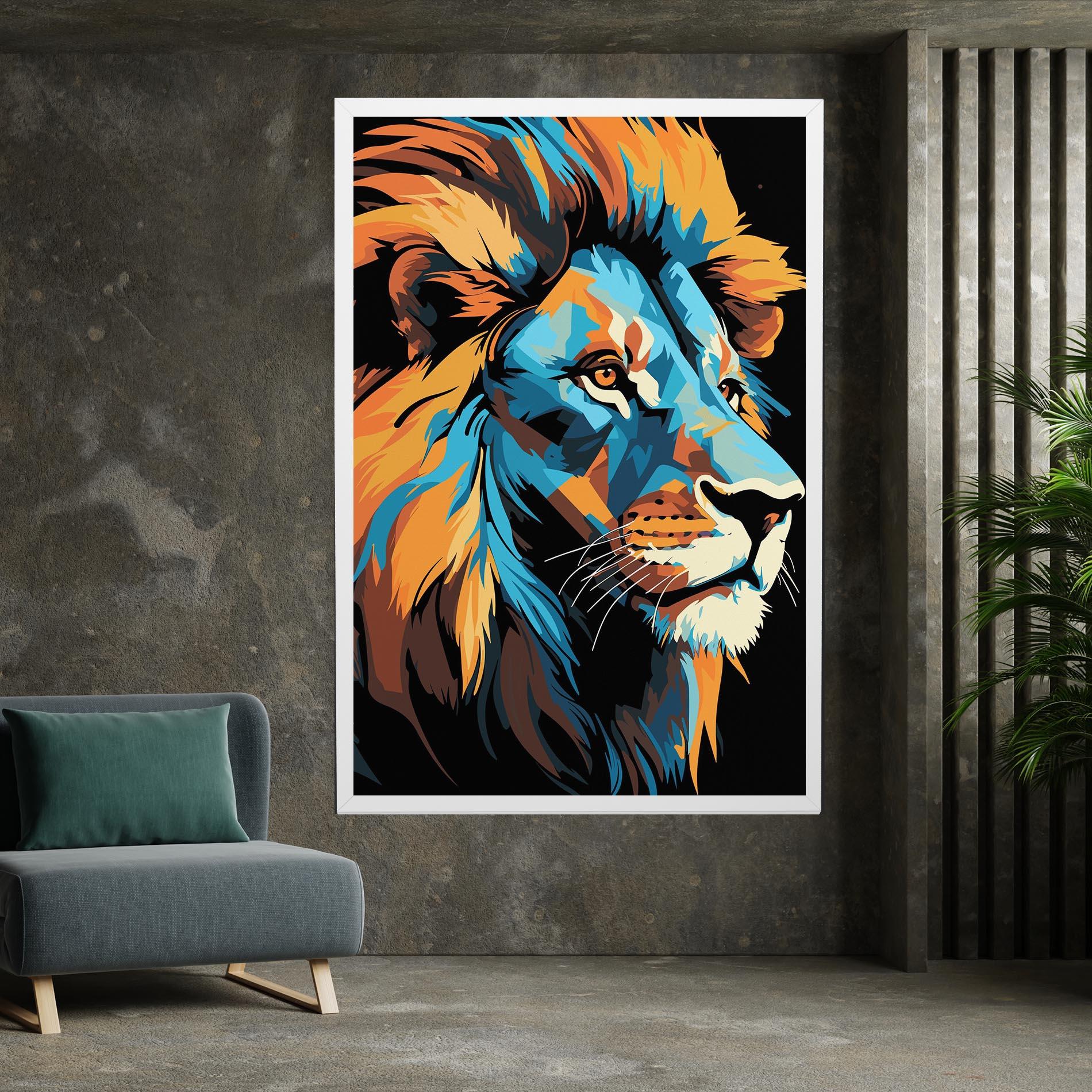 Tablou Canvas Blue Yellow Lion mockup 7