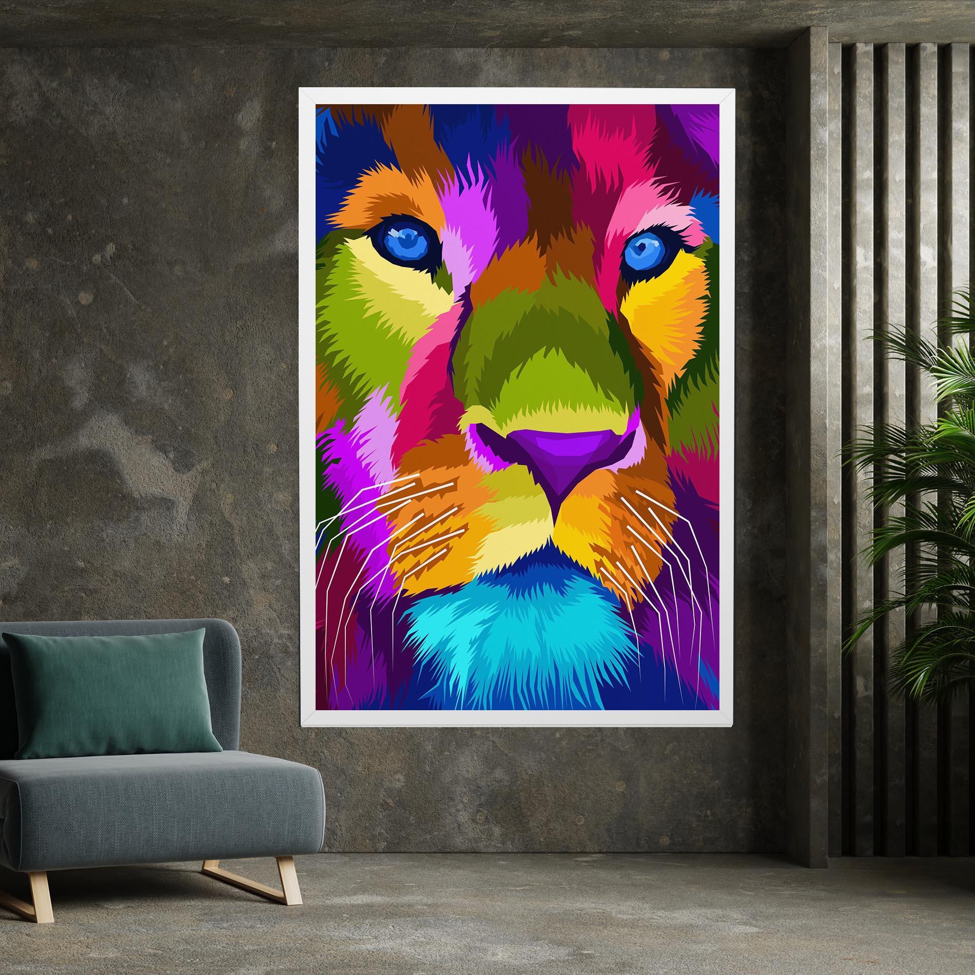 Tablou Canvas Color Lion Close Up mockup 7