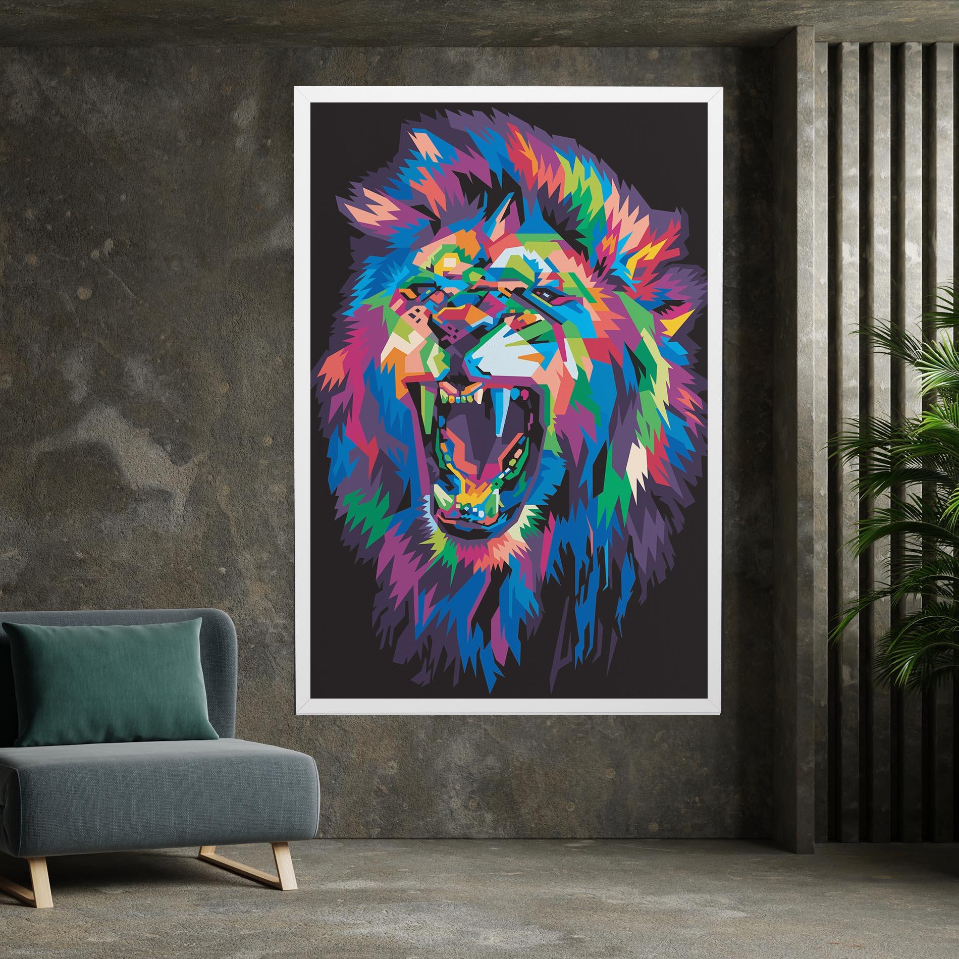 Tablou Canvas Colorful Lion Head mockup 7