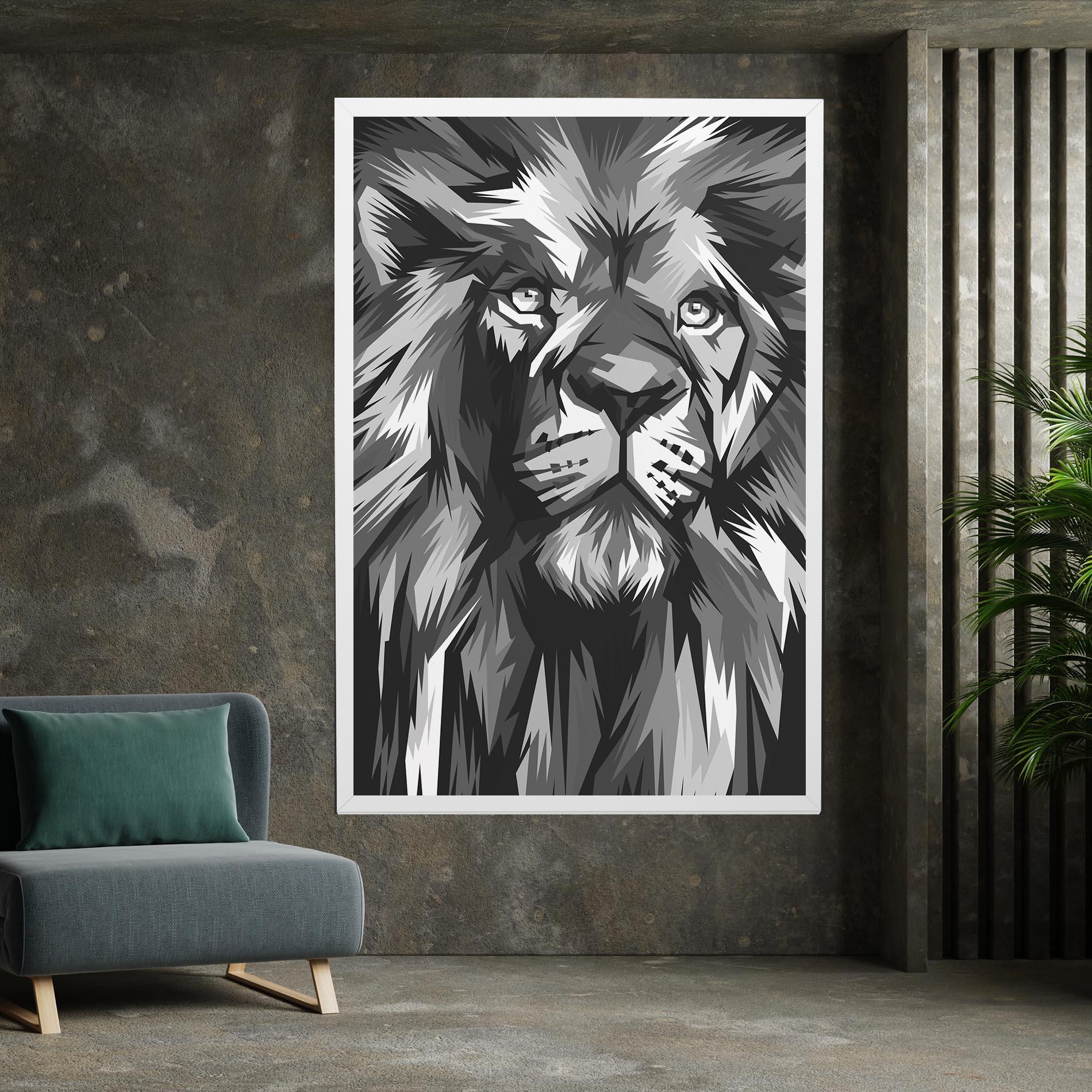 Tablou Canvas Grey Head Lion mockup 7