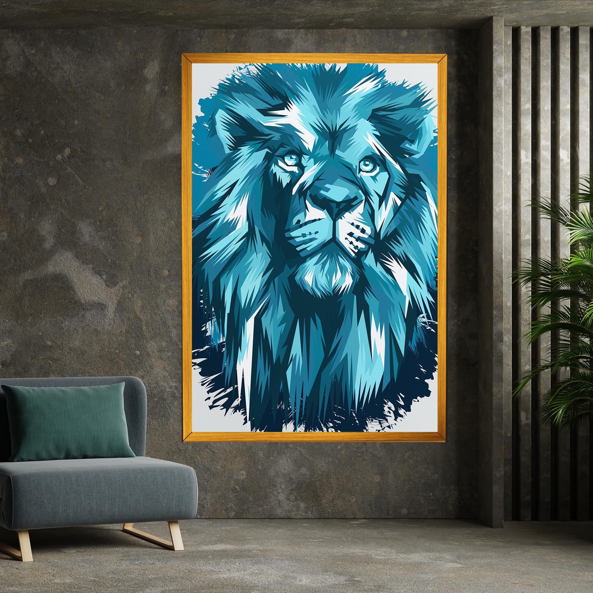 Tablou Canvas Blue Lion Head mockup 7