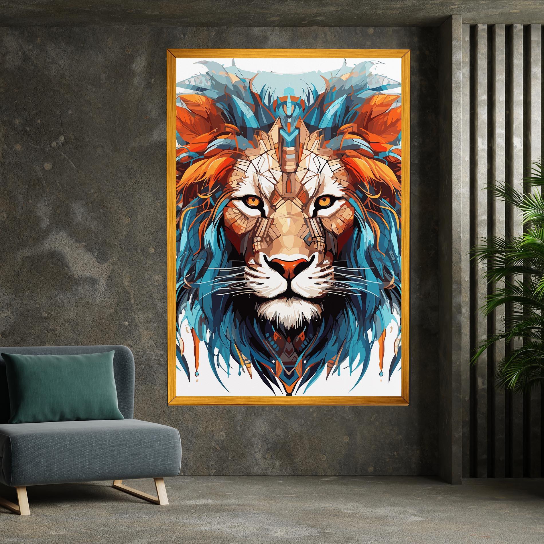 Tablou Canvas Blue Orange Lion mockup 7