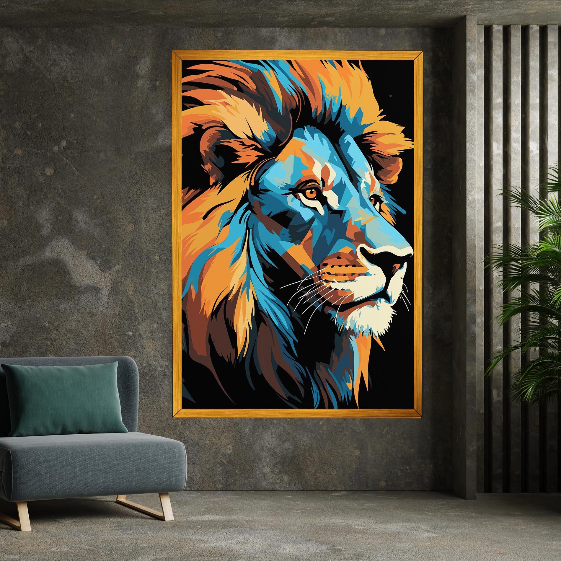 Tablou Canvas Blue Yellow Lion mockup 7