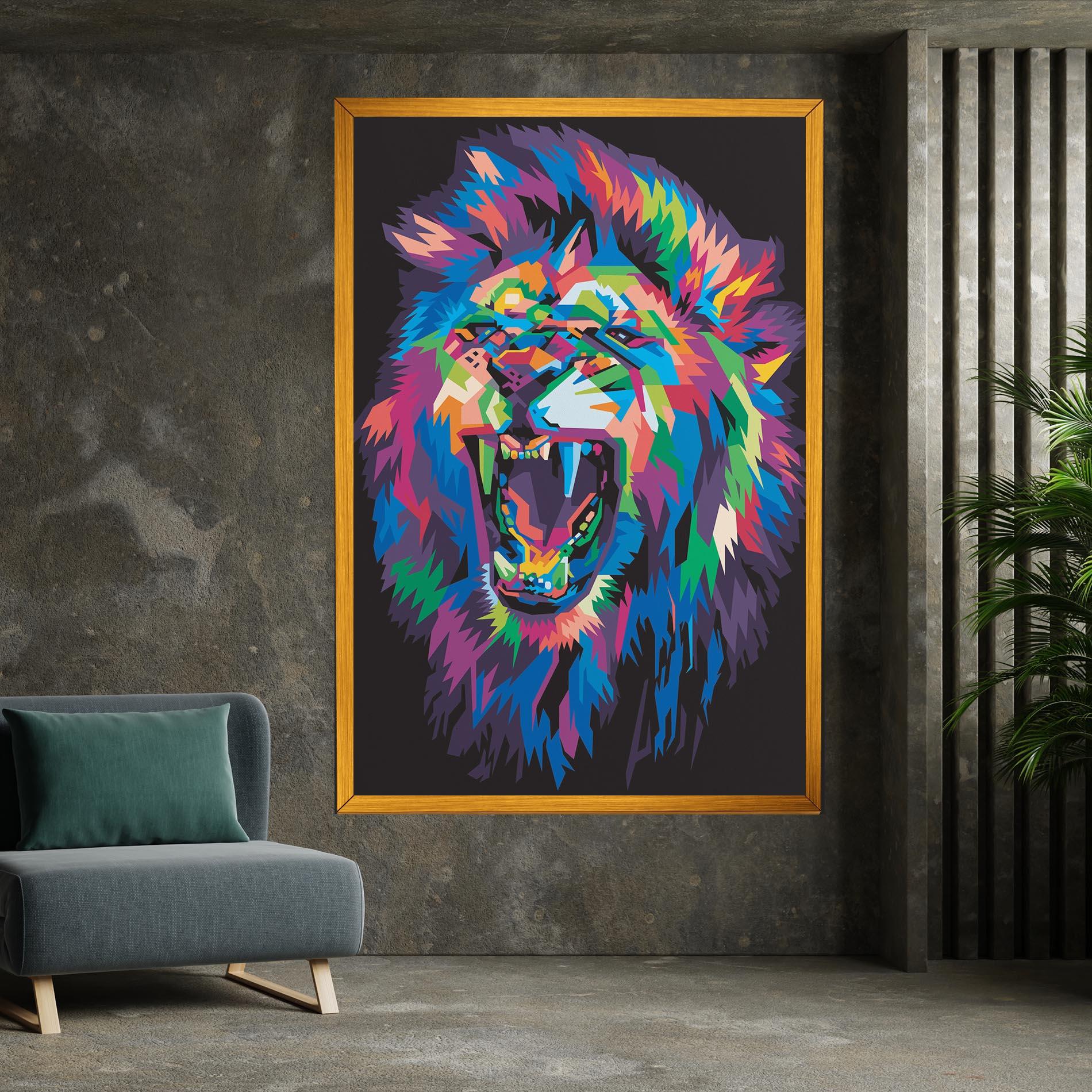 Tablou Canvas Colorful Lion Head mockup 7