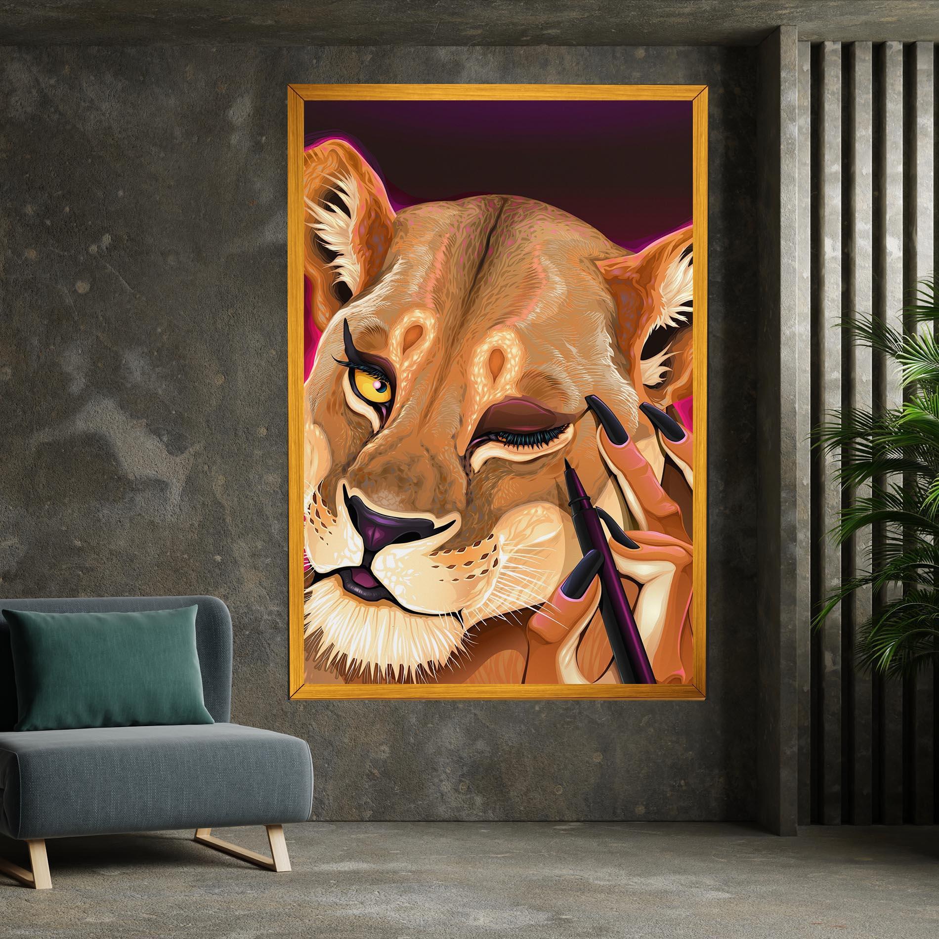 Tablou Canvas Female Lion Makeup mockup 7
