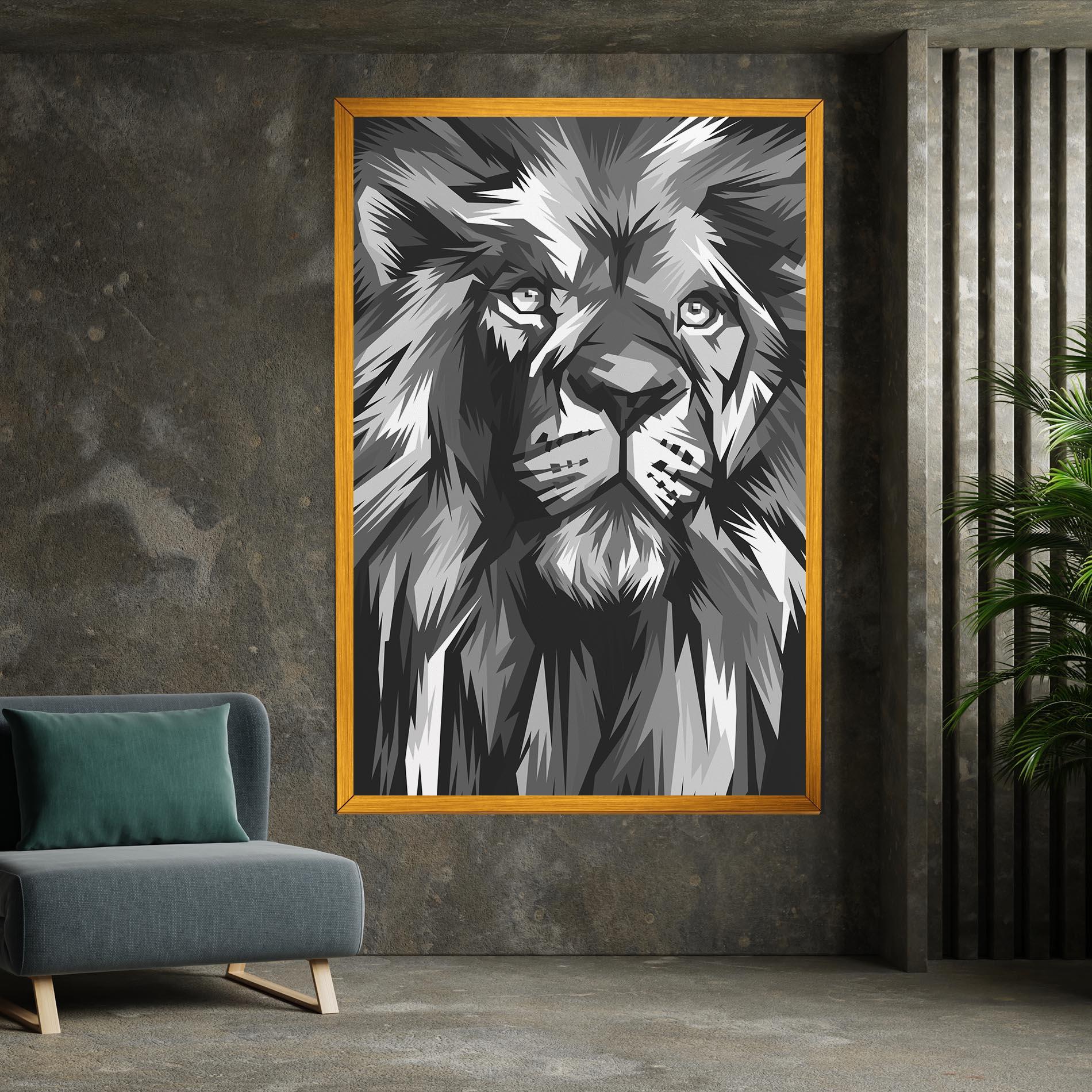 Tablou Canvas Grey Head Lion mockup 7