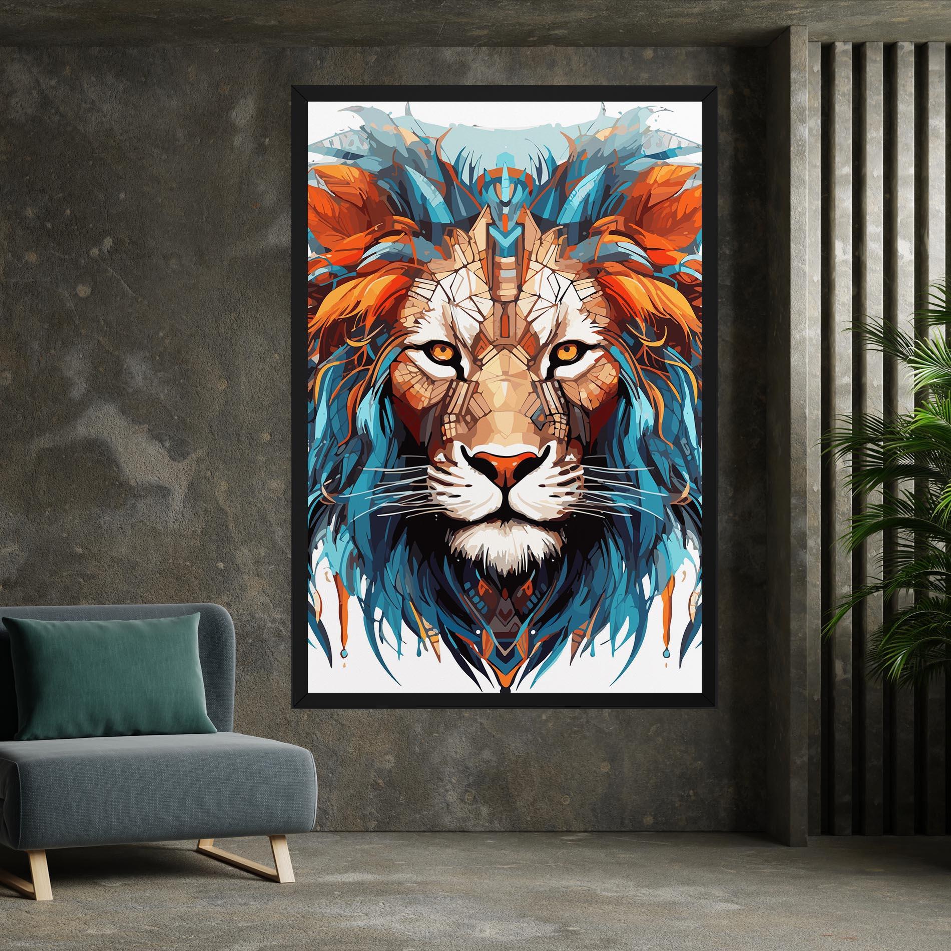 Tablou Canvas Blue Orange Lion mockup 7