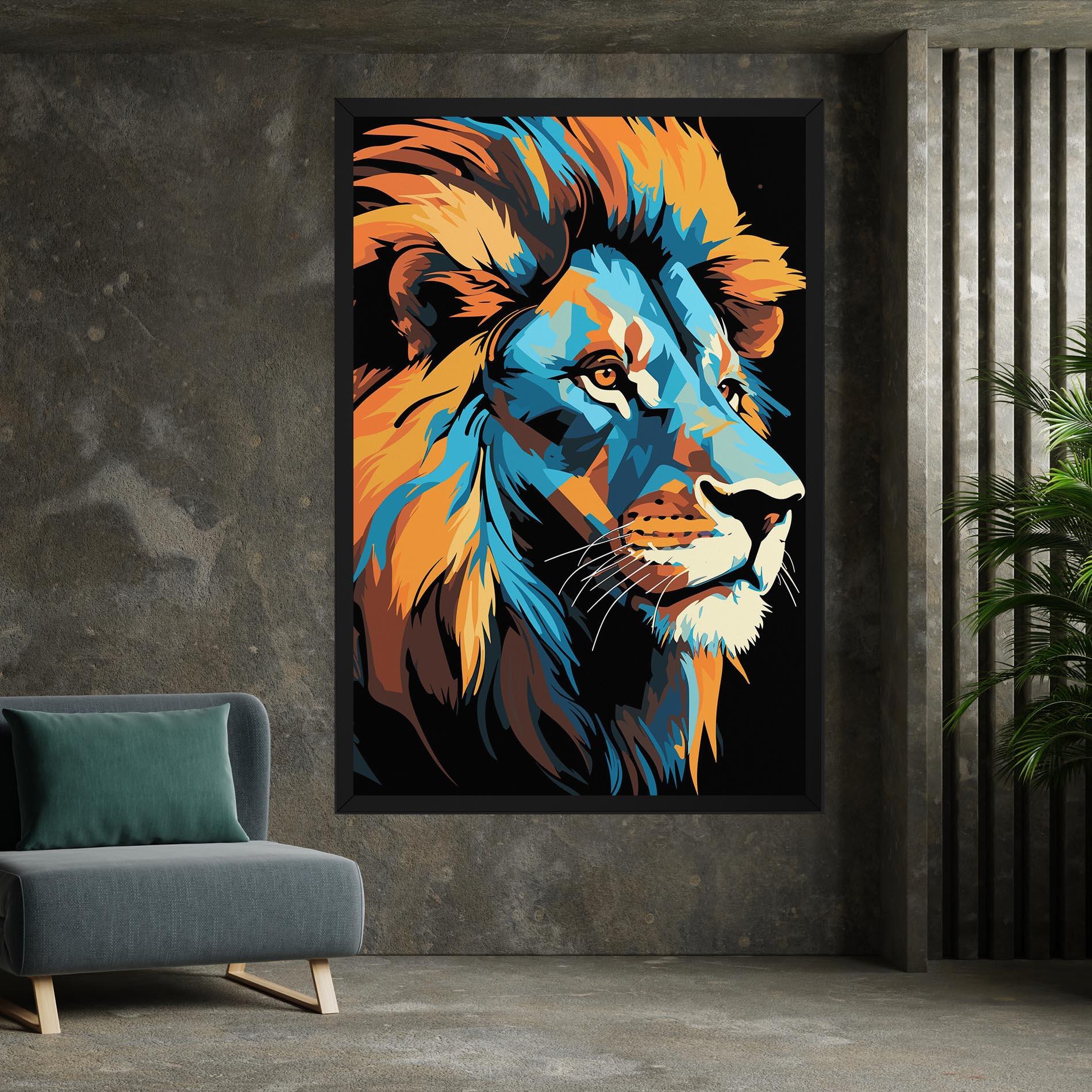 Tablou Canvas Blue Yellow Lion mockup 7