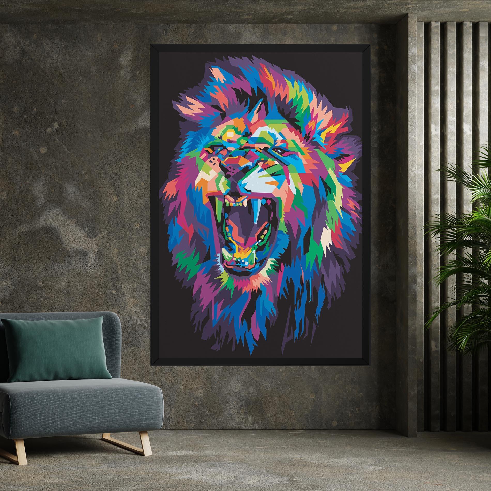 Tablou Canvas Colorful Lion Head mockup 7