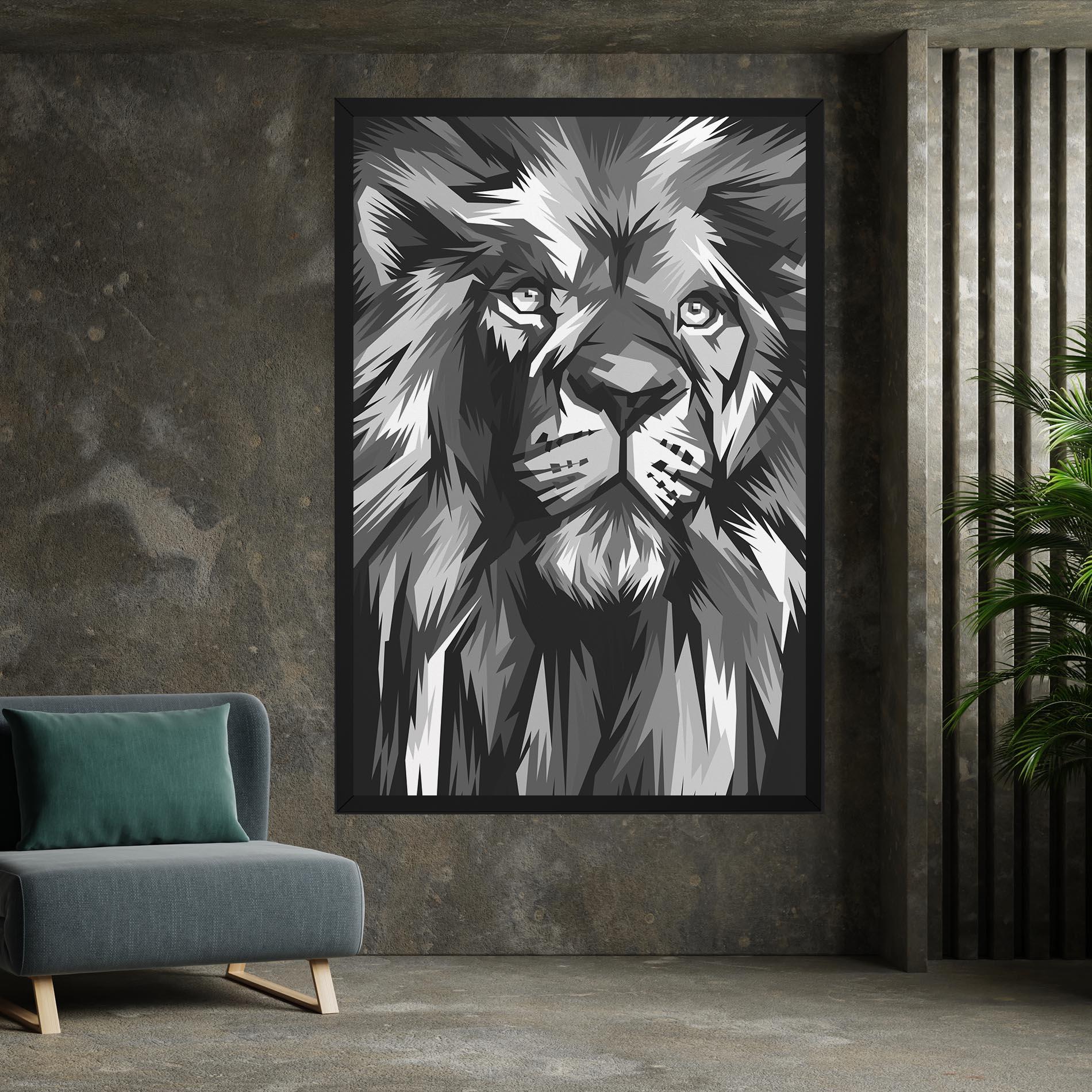 Tablou Canvas Grey Head Lion mockup 7