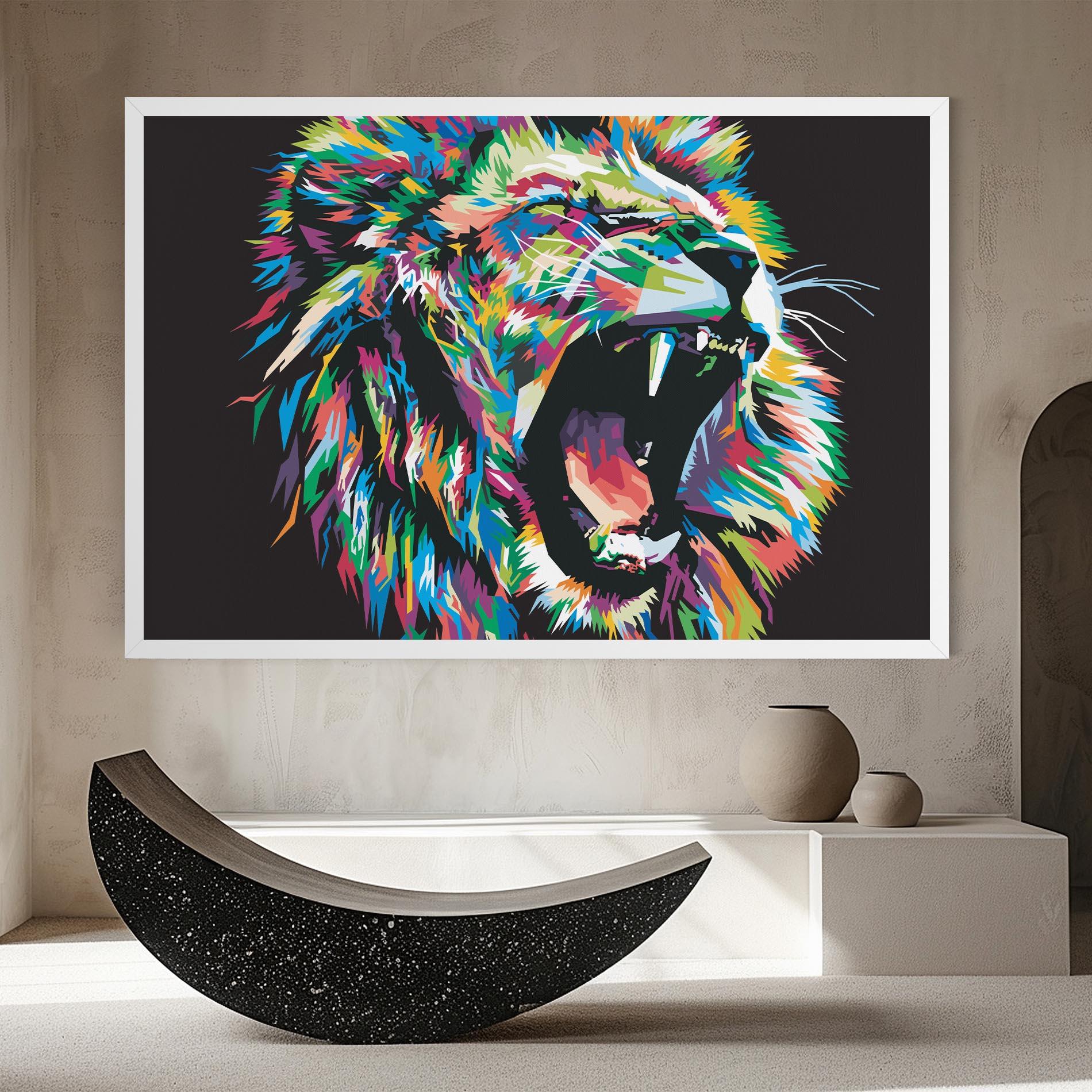 Tablou Canvas Green Blue Lion mockup 8