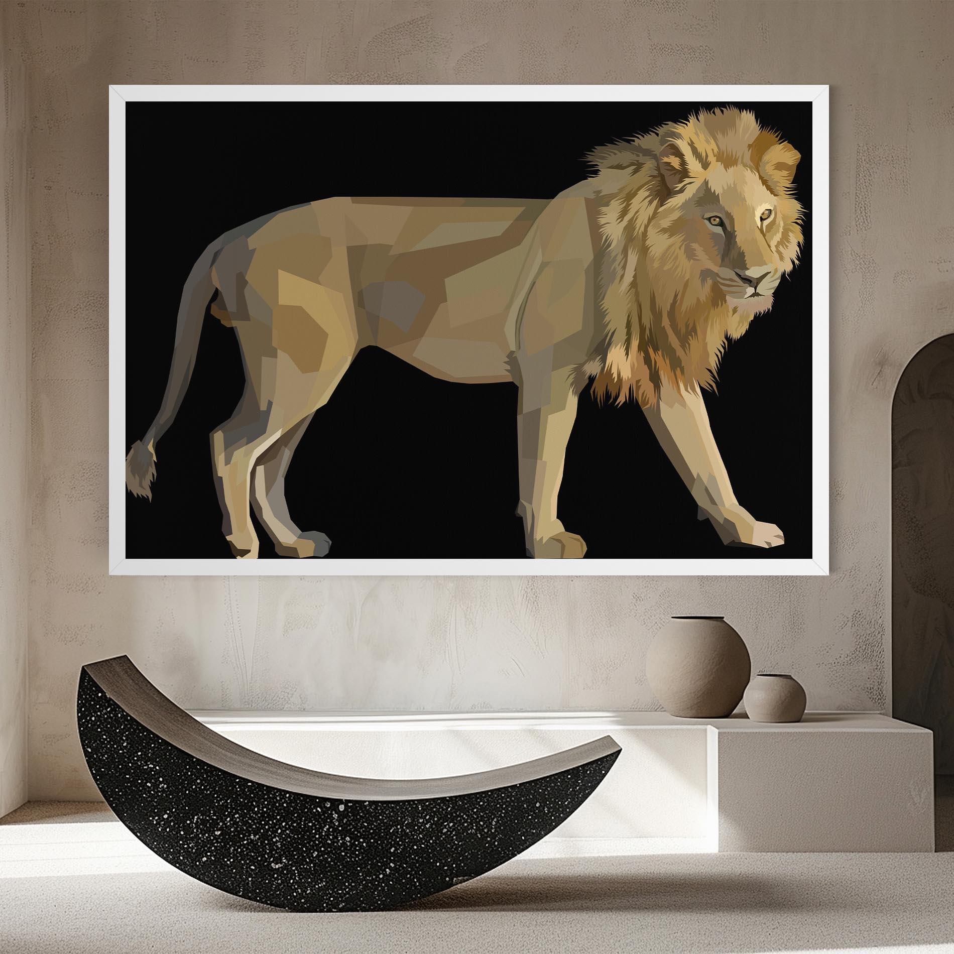 Tablou Canvas Lion Art On Black mockup 8