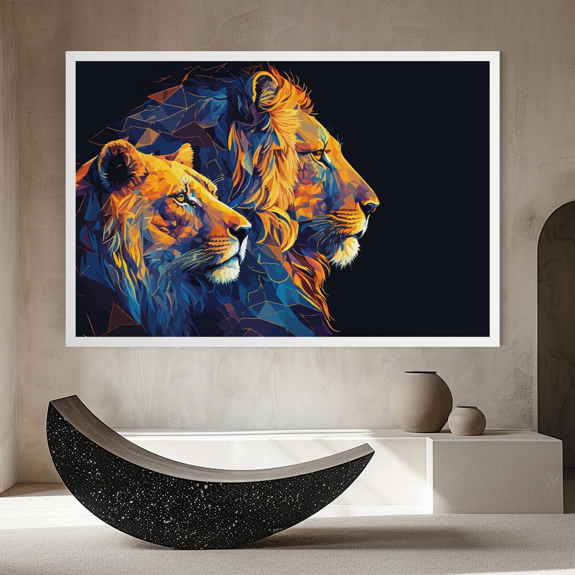 Tablou Canvas Orange Blue Lion mockup 8