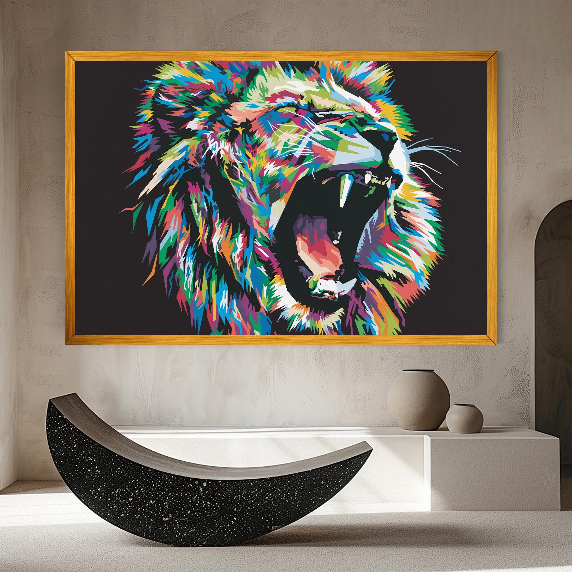 Tablou Canvas Green Blue Lion mockup 8