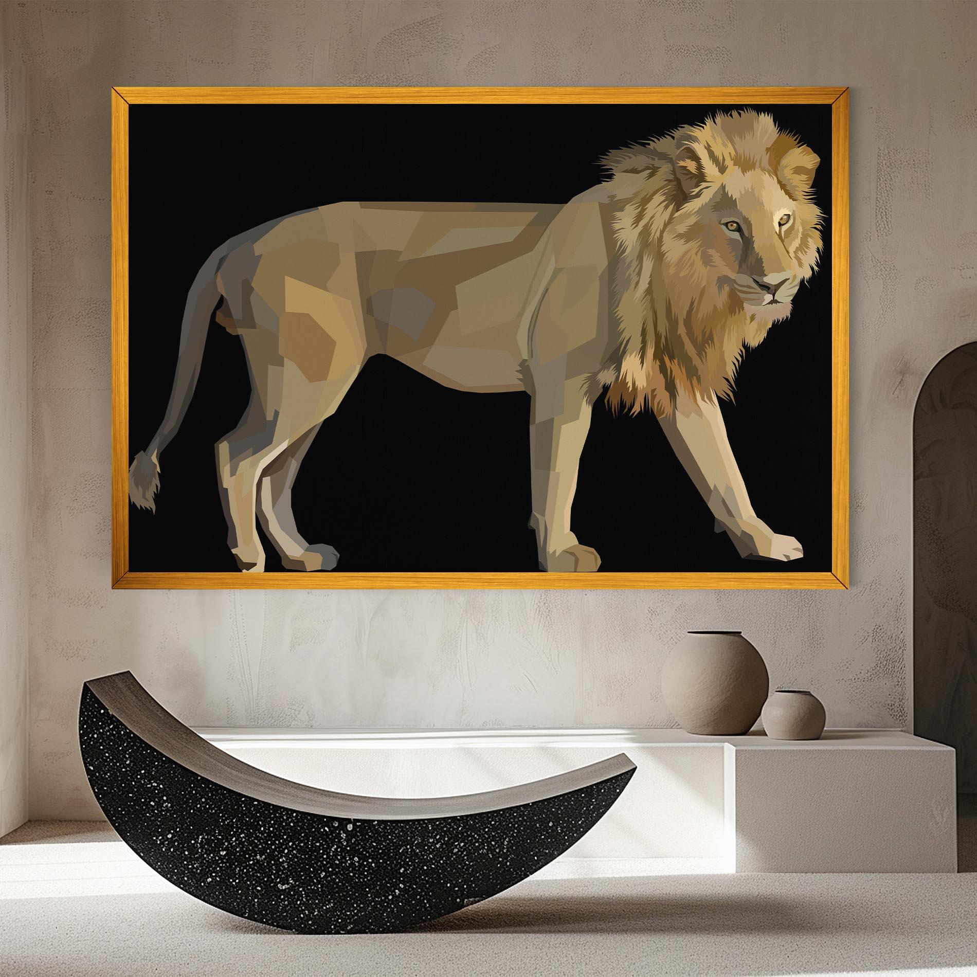 Tablou Canvas Lion Art On Black mockup 8