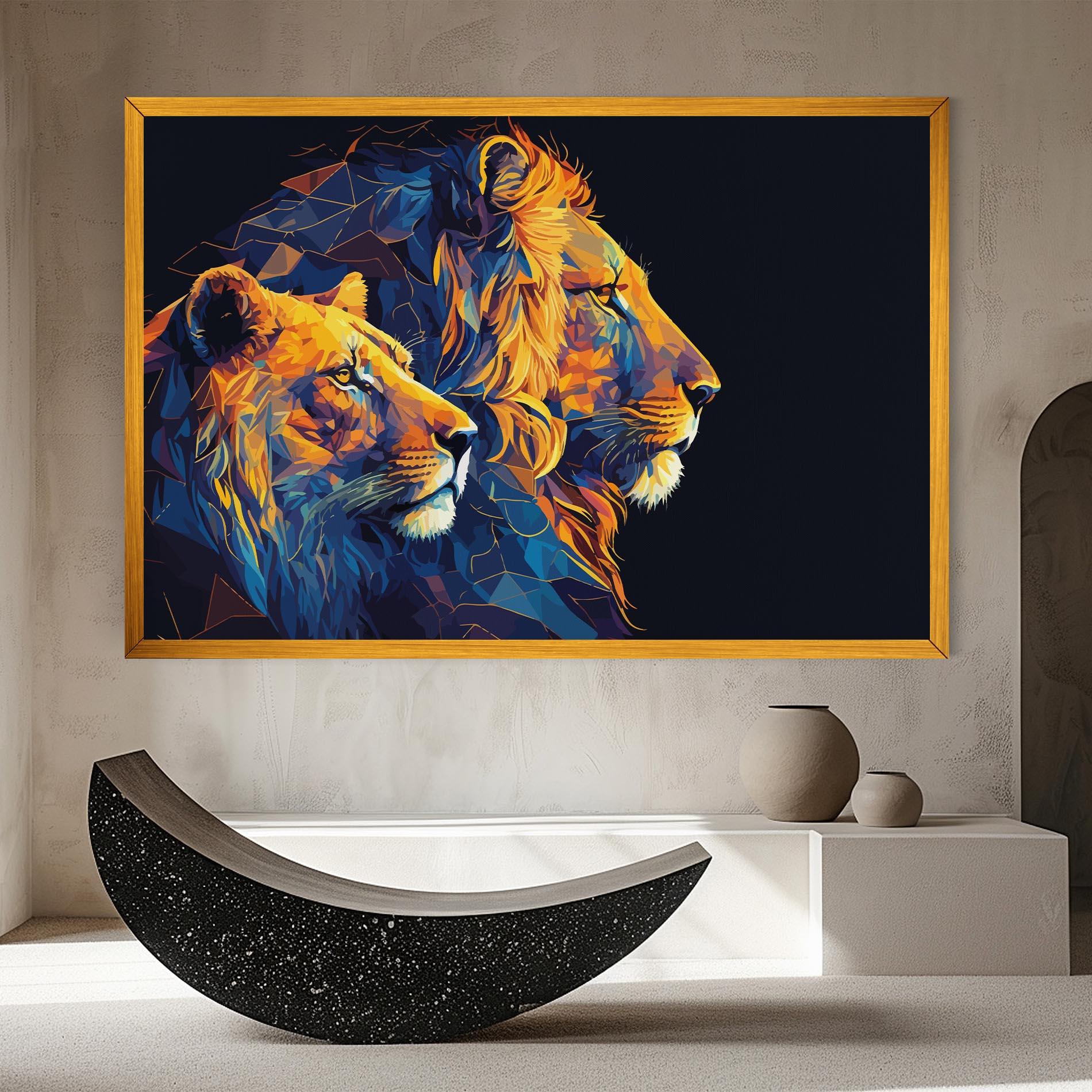 Tablou Canvas Orange Blue Lion mockup 8