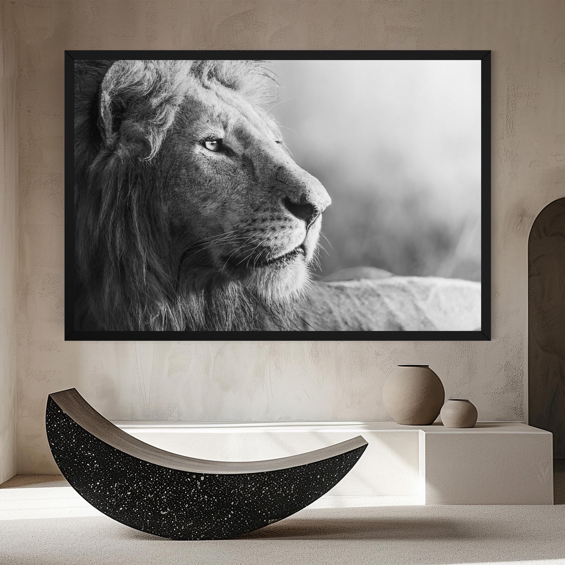 Tablou Canvas Grey Lion Head mockup 8