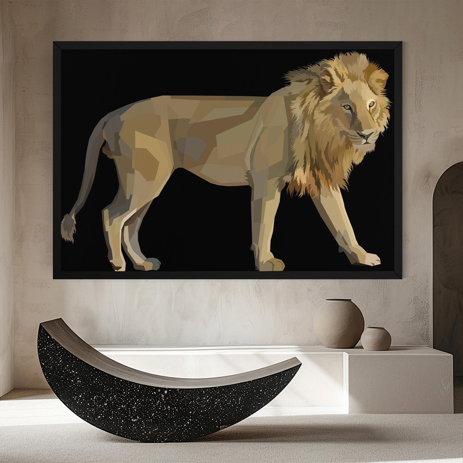 Tablou Canvas Lion Art On Black mockup 8