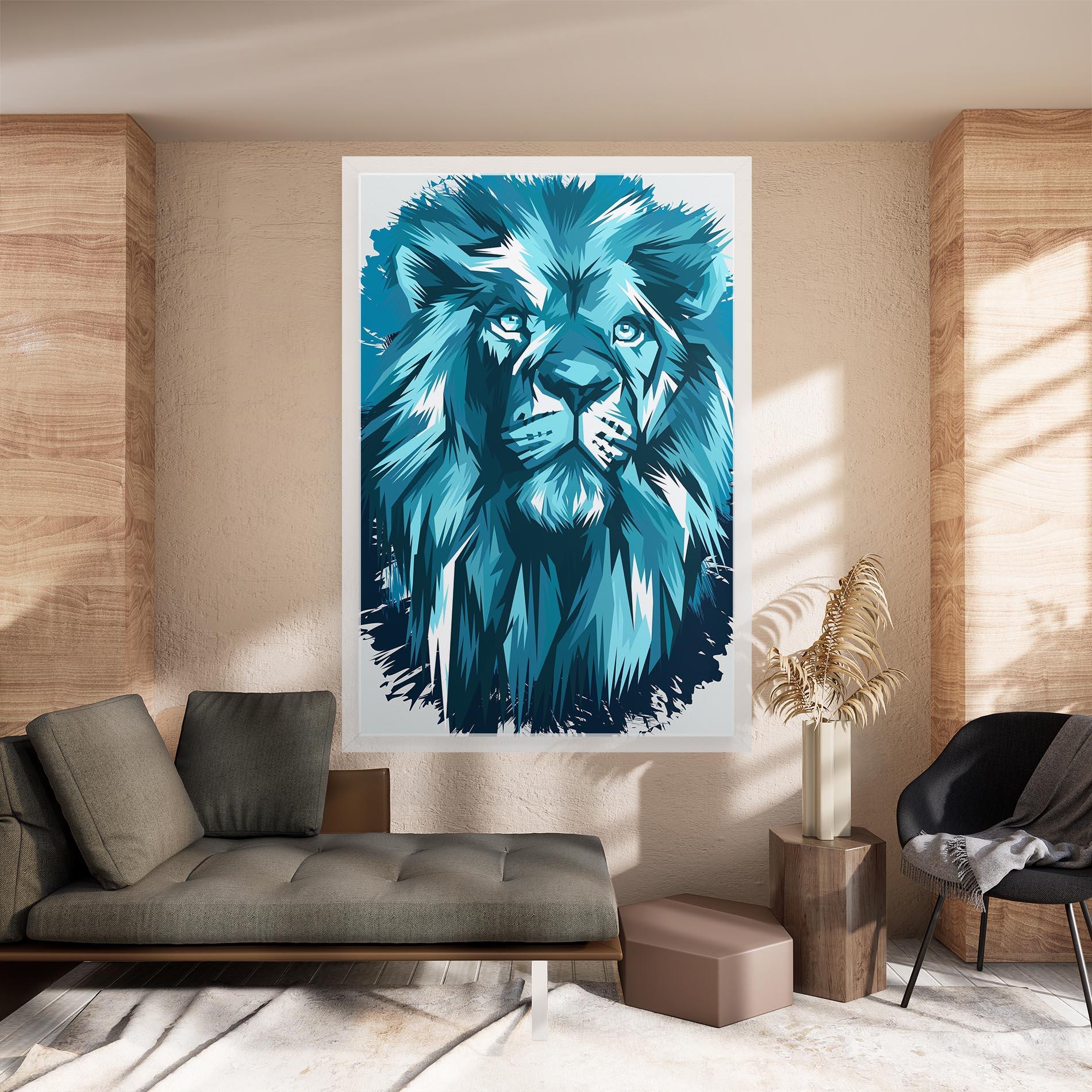 Tablou Canvas Blue Lion Head mockup 8