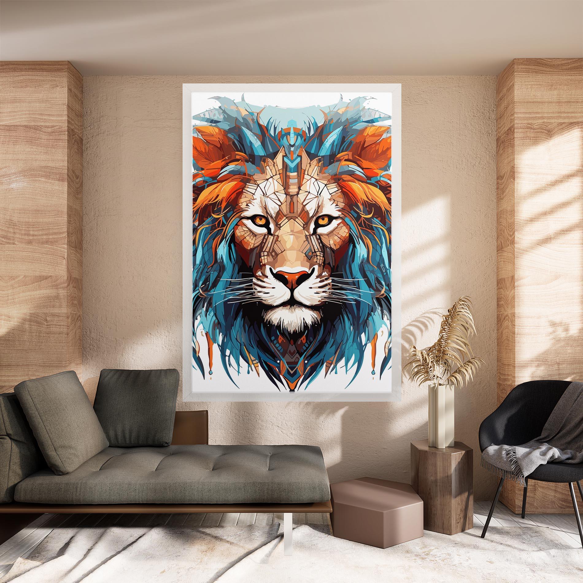 Tablou Canvas Blue Orange Lion mockup 8