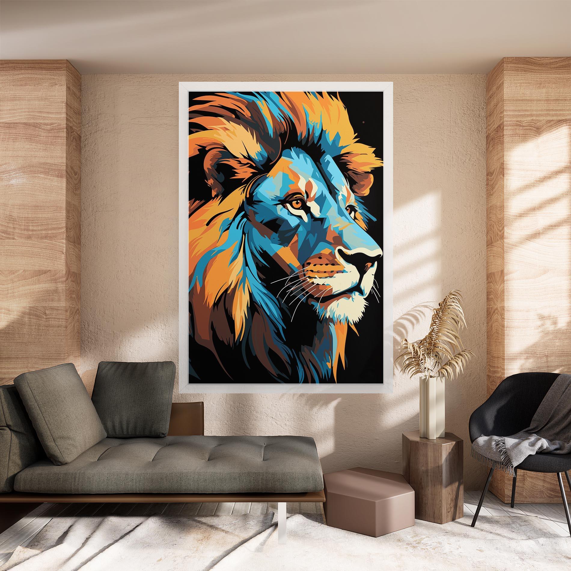 Tablou Canvas Blue Yellow Lion mockup 8