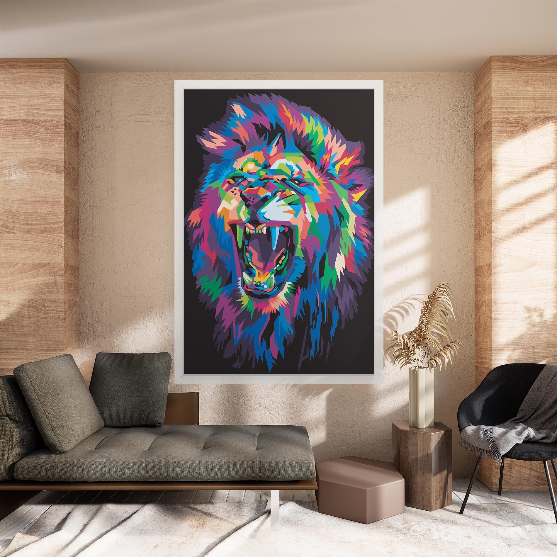 Tablou Canvas Colorful Lion Head mockup 8