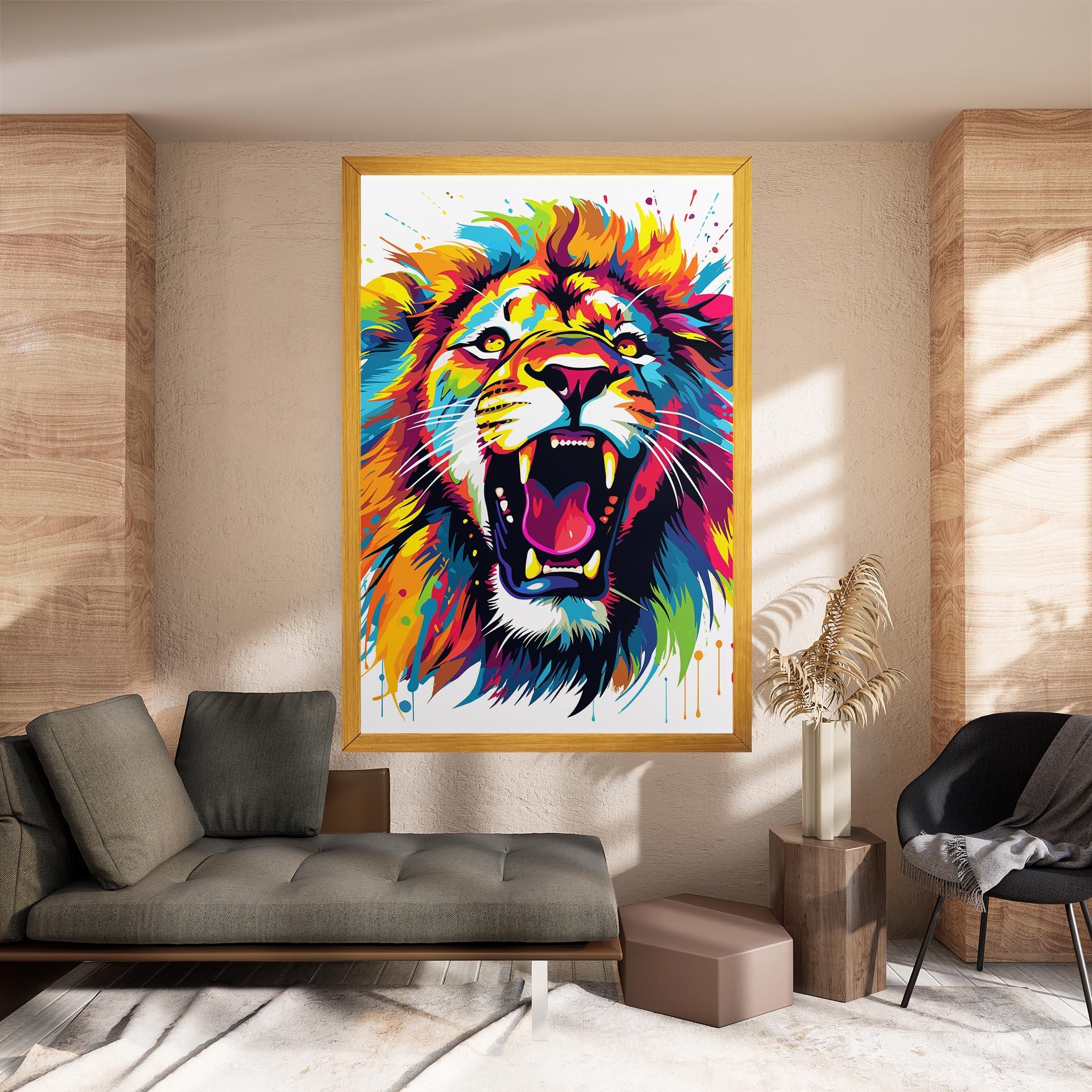 Tablou Canvas Angry Lion Mix mockup 8