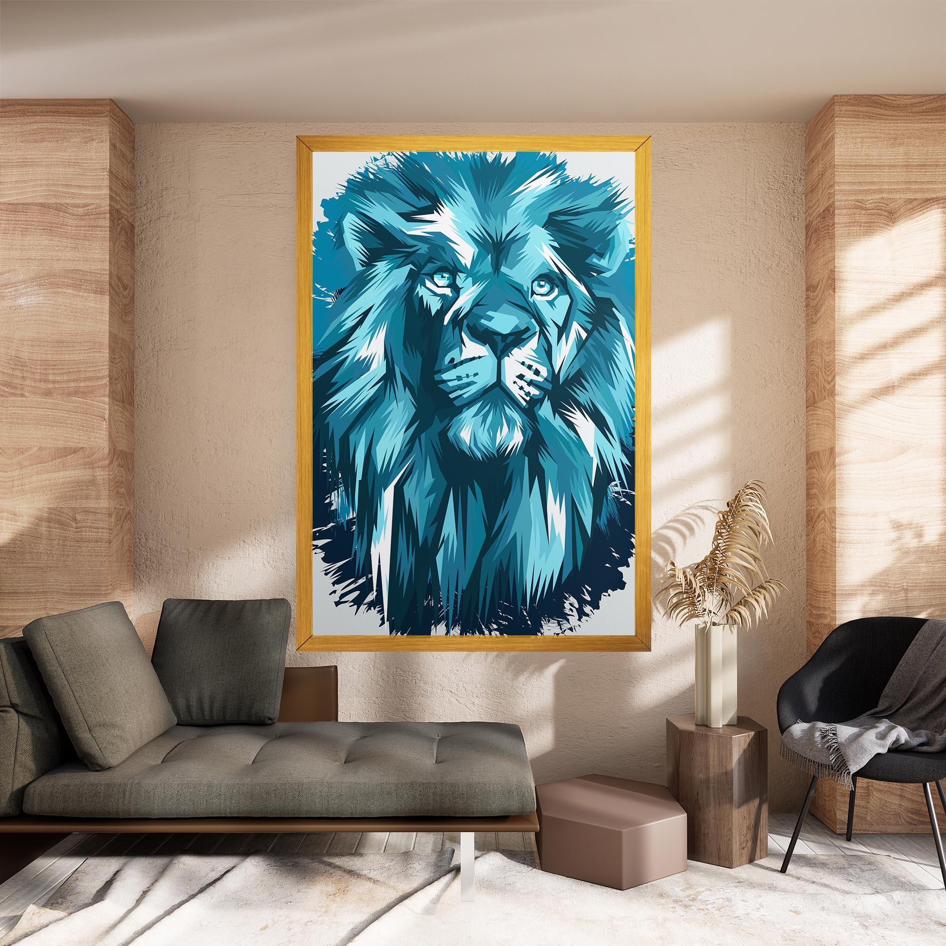 Tablou Canvas Blue Lion Head mockup 8