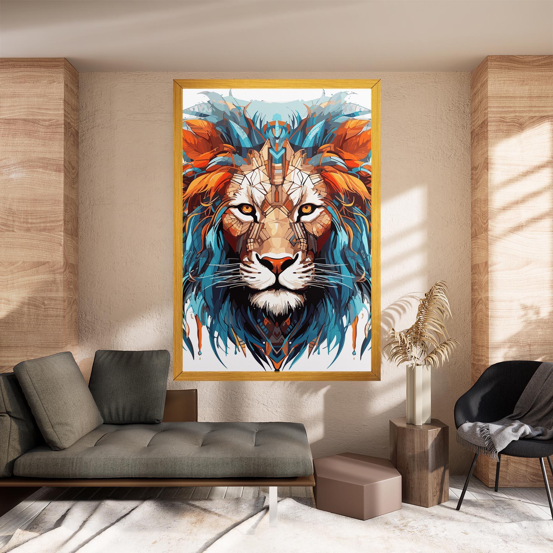 Tablou Canvas Blue Orange Lion mockup 8