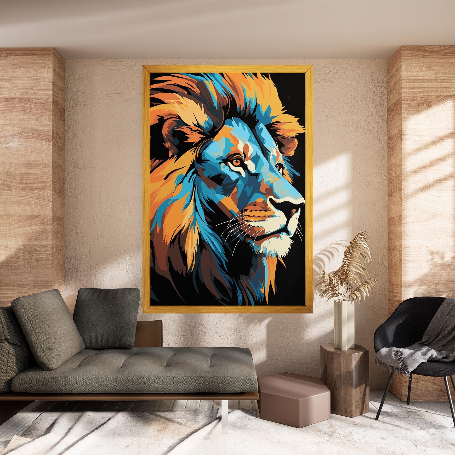 Tablou Canvas Blue Yellow Lion mockup 8