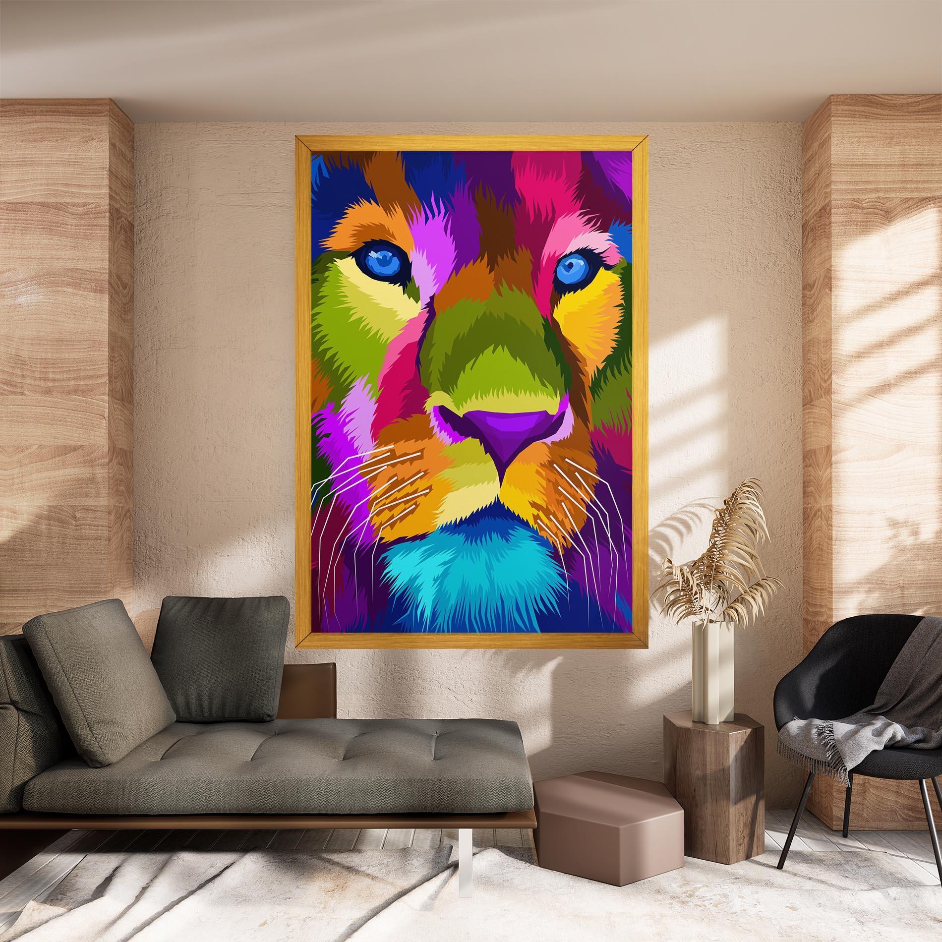 Tablou Canvas Color Lion Close Up mockup 8