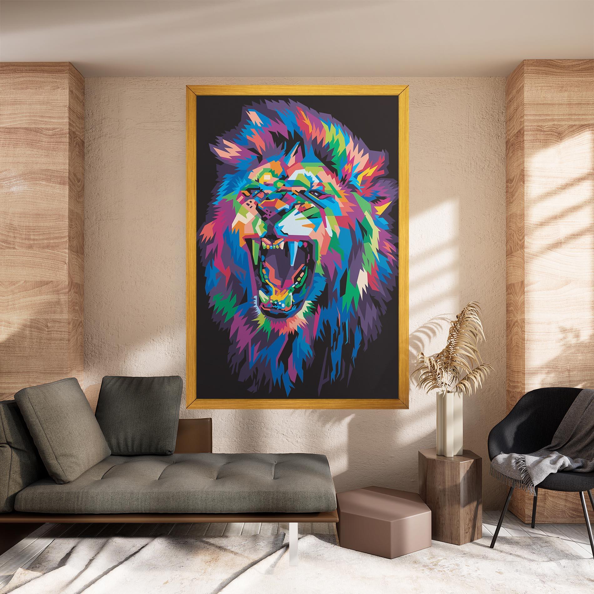 Tablou Canvas Colorful Lion Head mockup 8